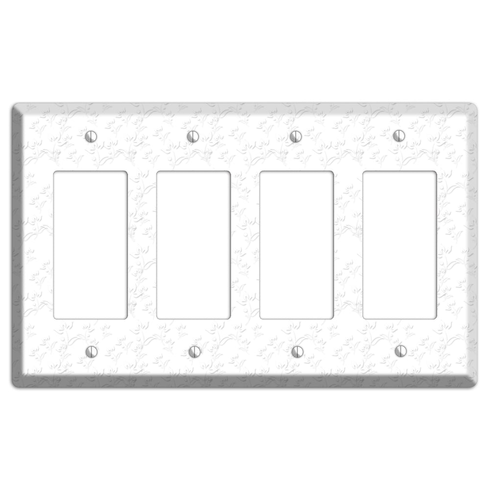 White with Grey Sprig 4 Rocker Wallplate