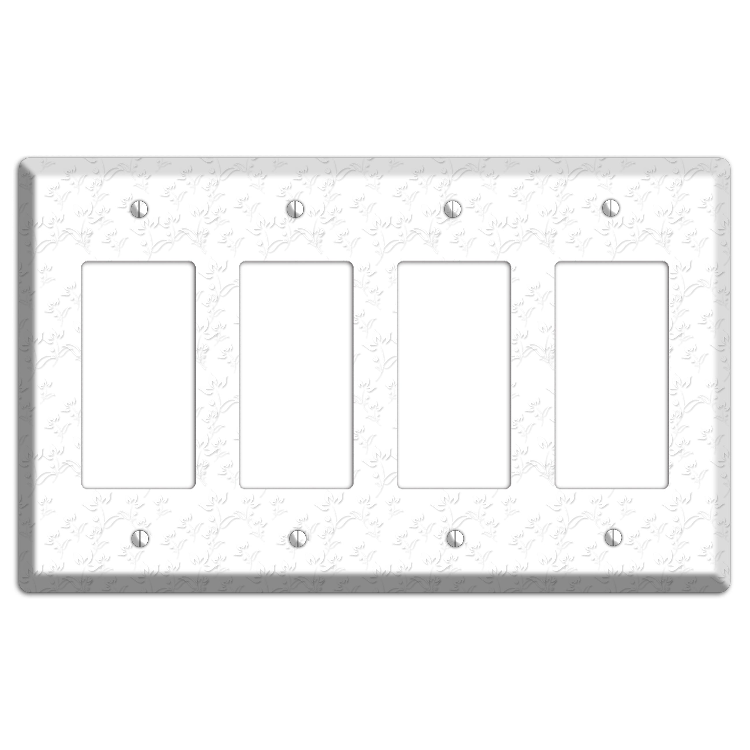 White with Grey Sprig 4 Rocker Wallplate