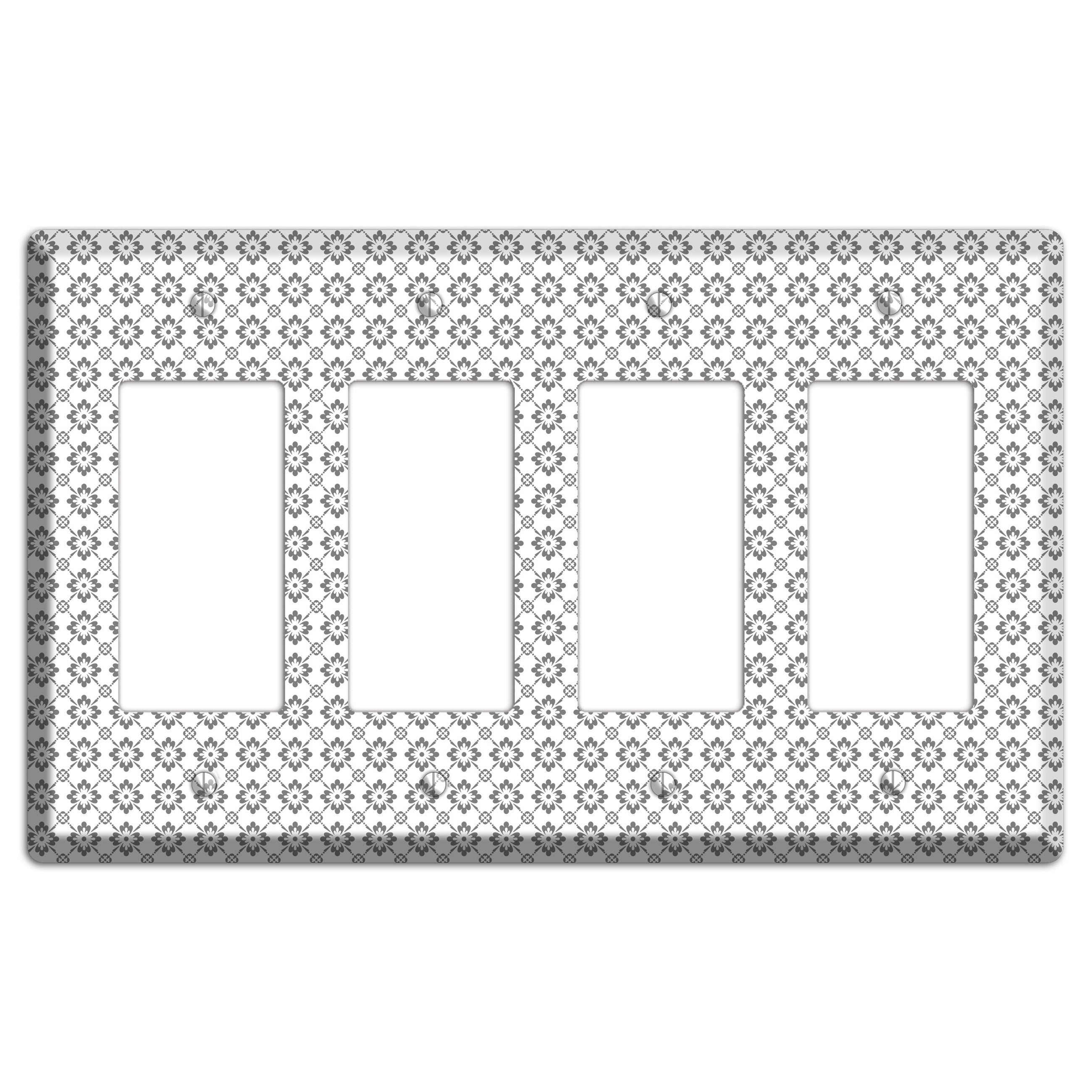 White with Grey Foulard 4 Rocker Wallplate