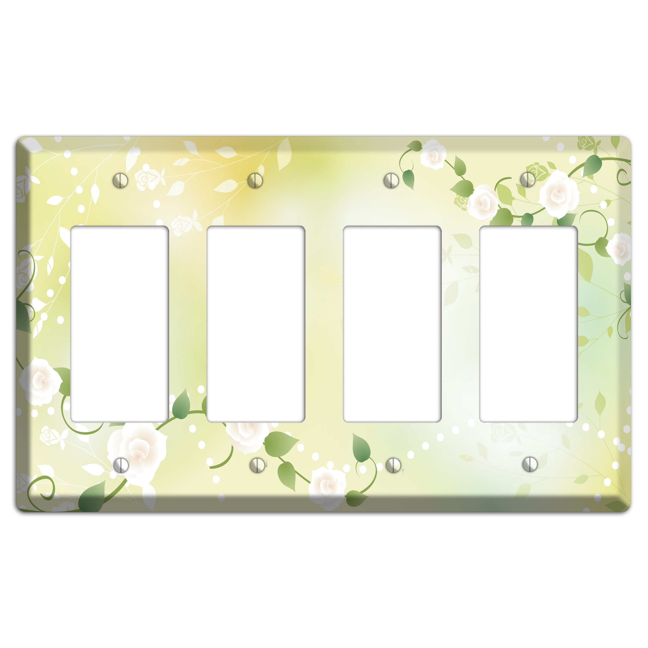 Green Delicate Flowers 4 Rocker Wallplate