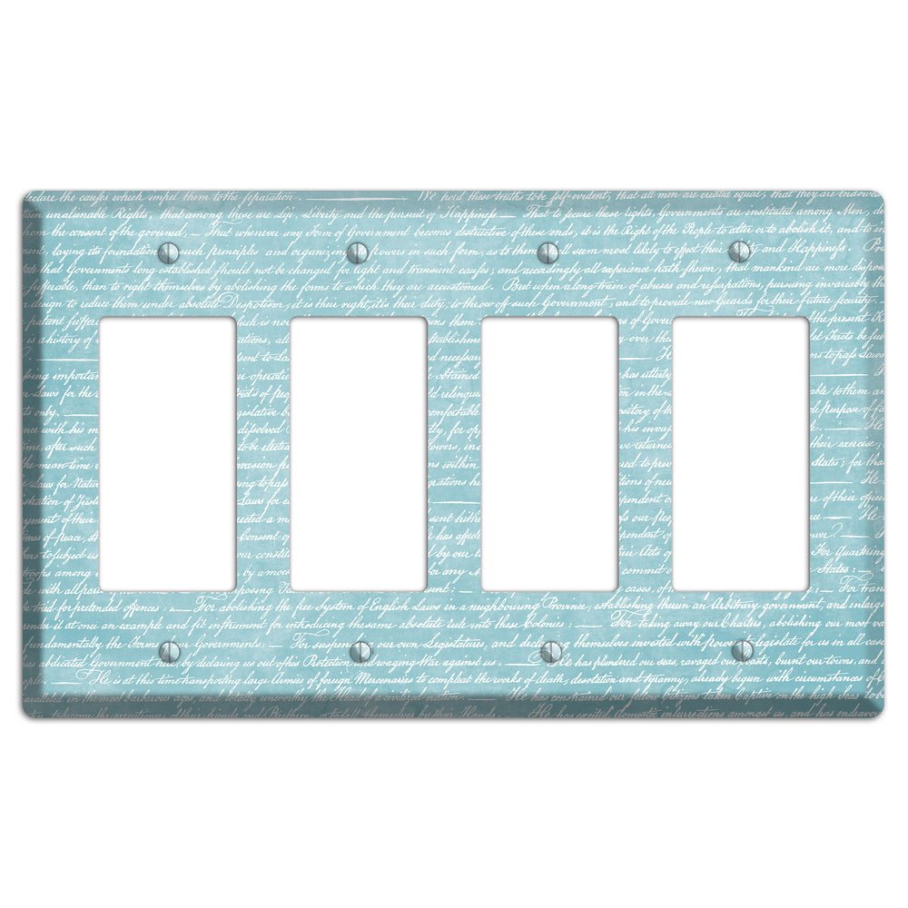 Blue Stained Script 4 Rocker Wallplate