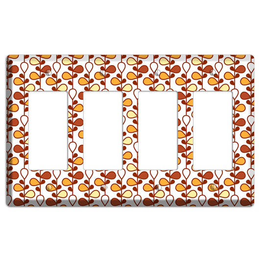 White with Red and Orange Drop and Vine 4 Rocker Wallplate