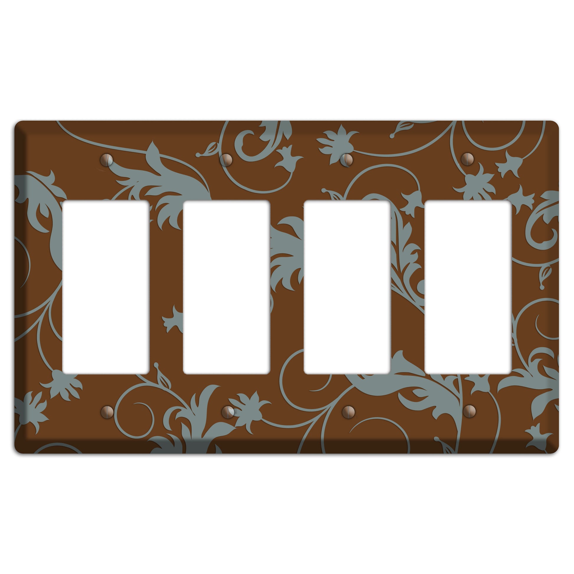 Brown and Grey Victorian Sprig 4 Rocker Wallplate