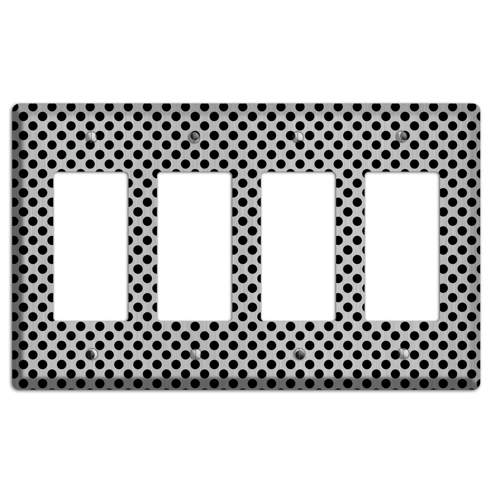 Packed Small Polka Dots Stainless Steel 4 Rocker Wallplate