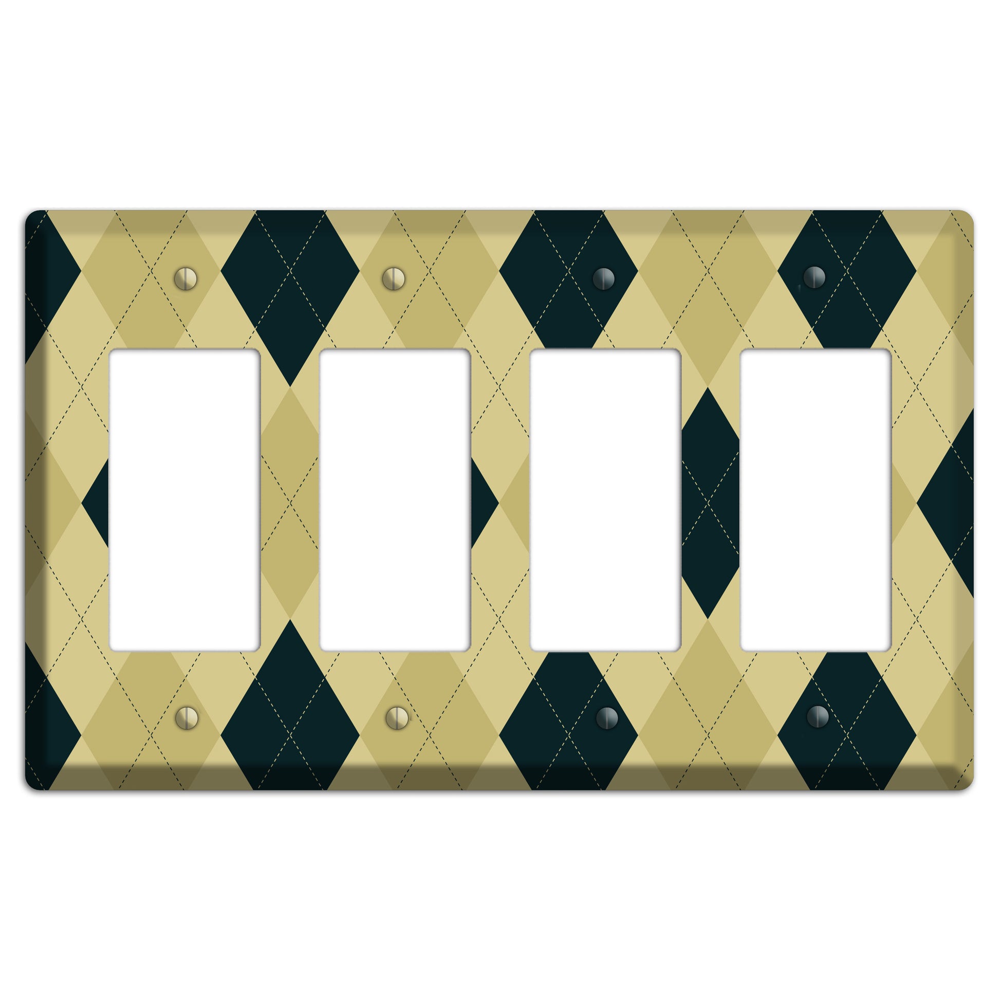 Beige and Yellow Argyle 4 Rocker Wallplate
