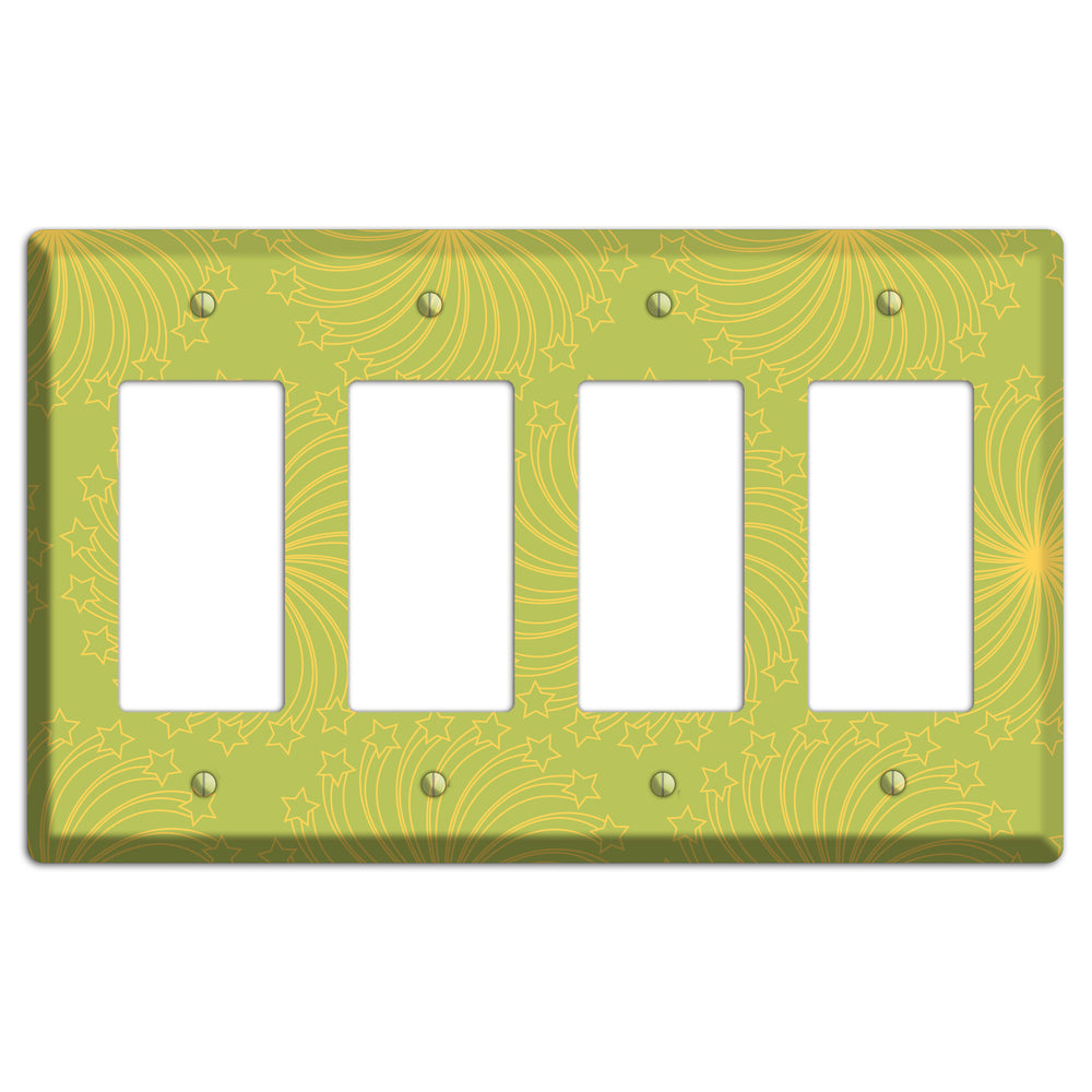 Multi Lime Star Swirl 4 Rocker Wallplate