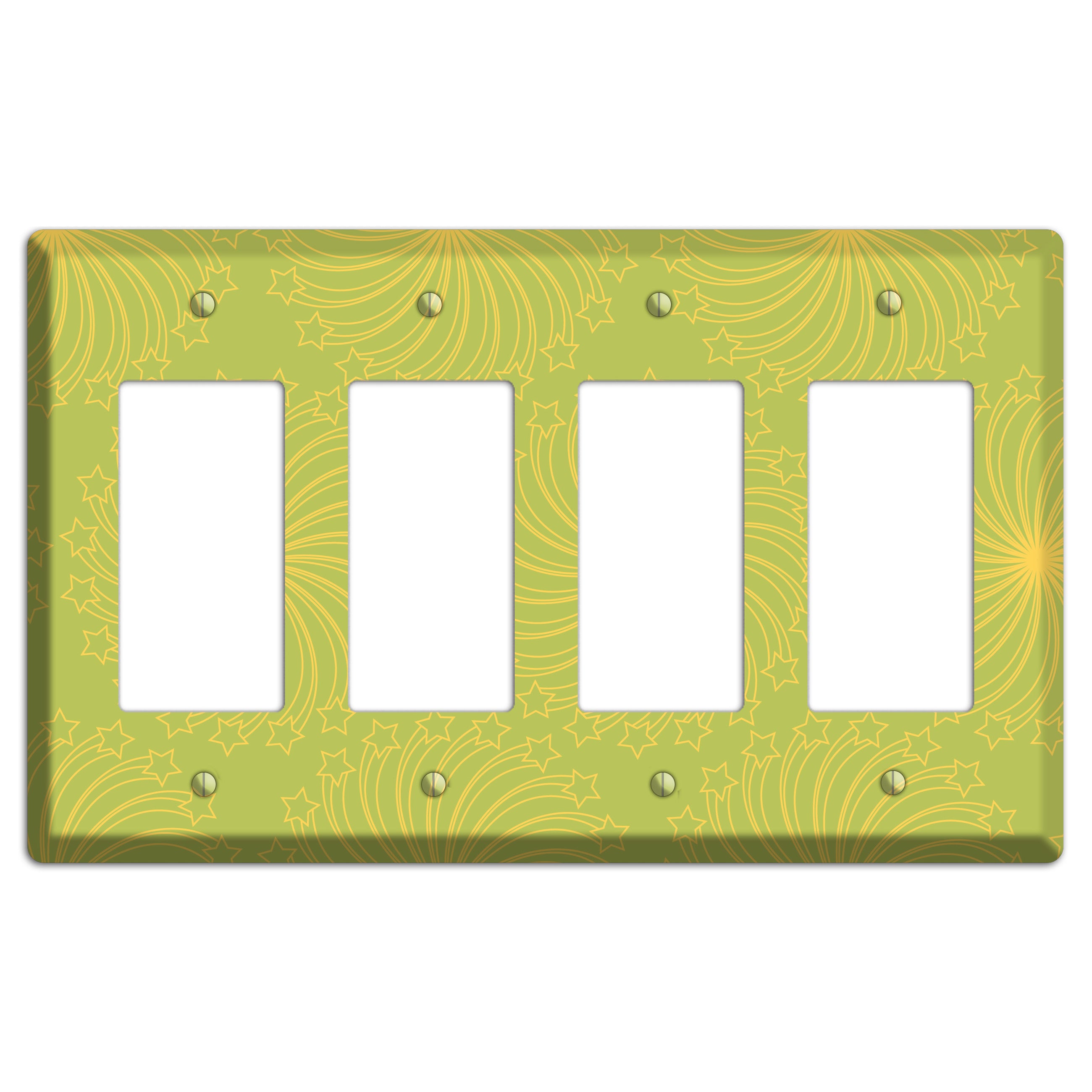Multi Lime Star Swirl 4 Rocker Wallplate