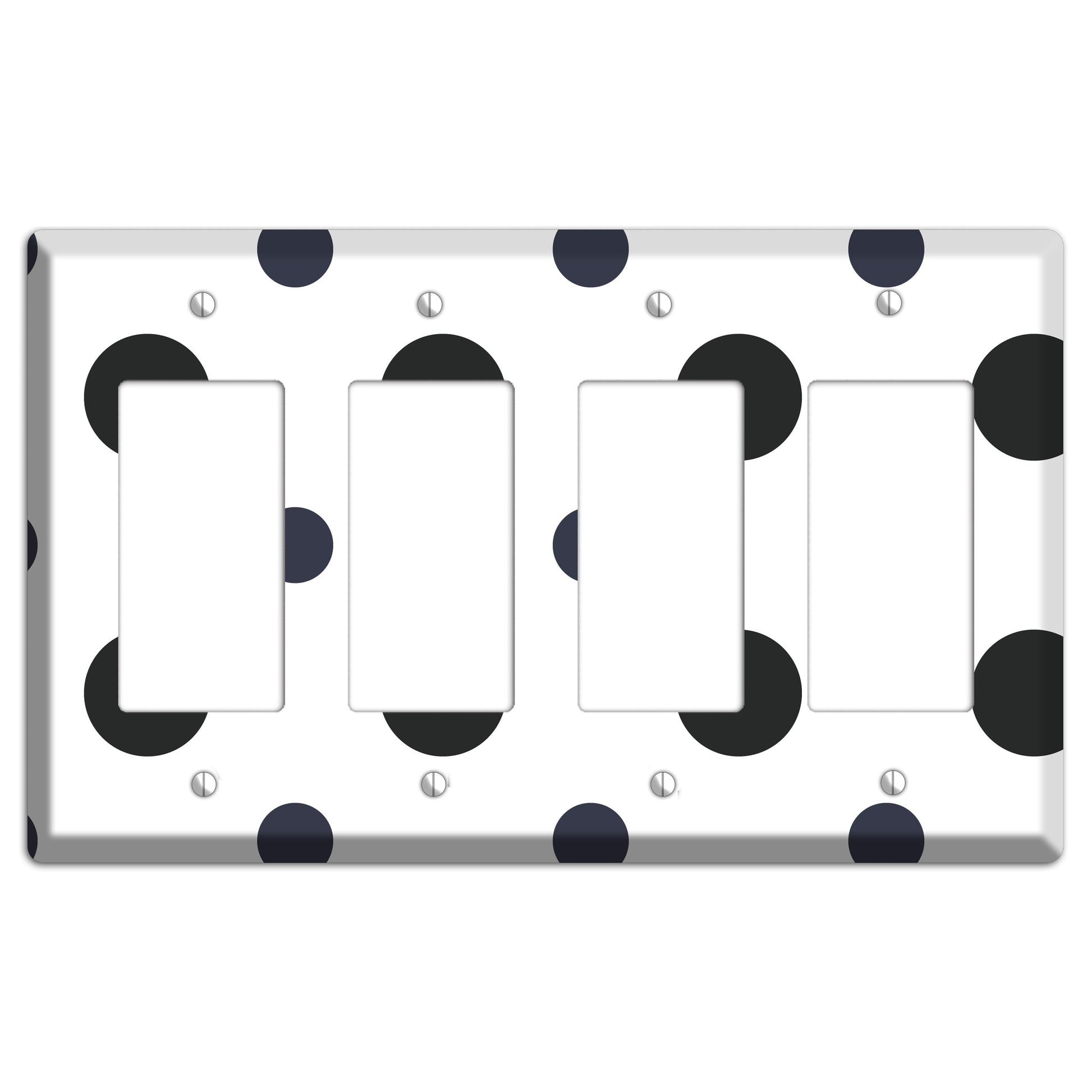 Black Multi Medium Polka Dots 4 Rocker Wallplate