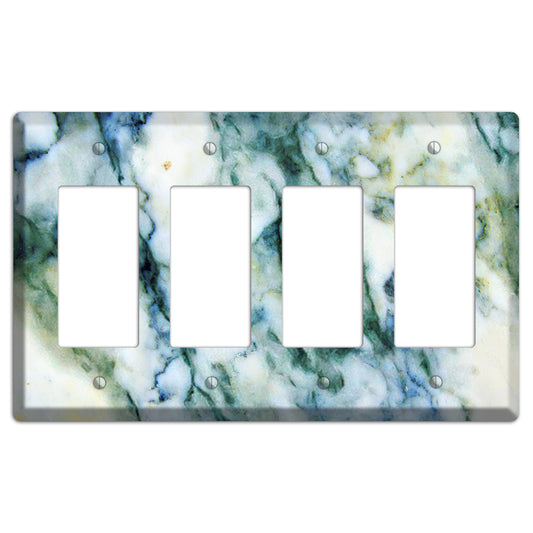 White, Green and Blue Marble 4 Rocker Wallplate
