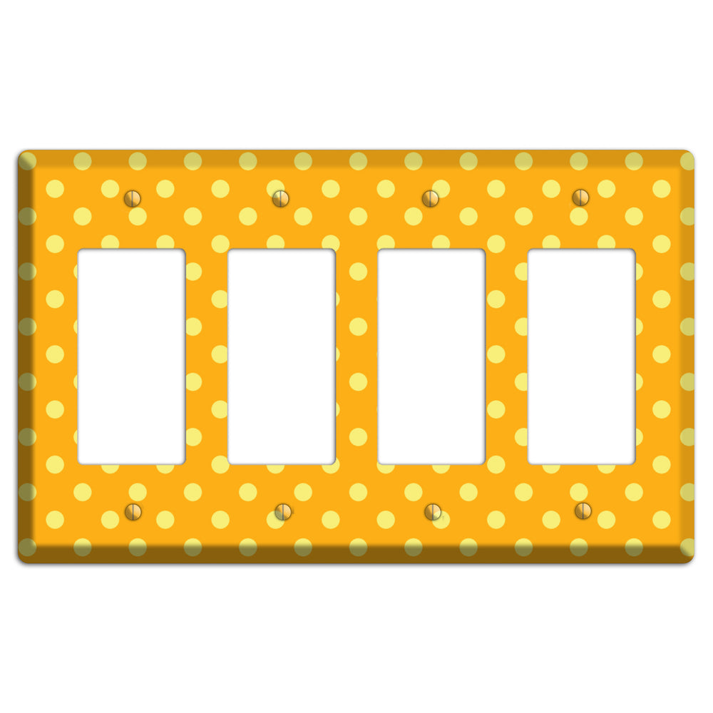 Orange and Yellow Polka Dot 4 Rocker Wallplate