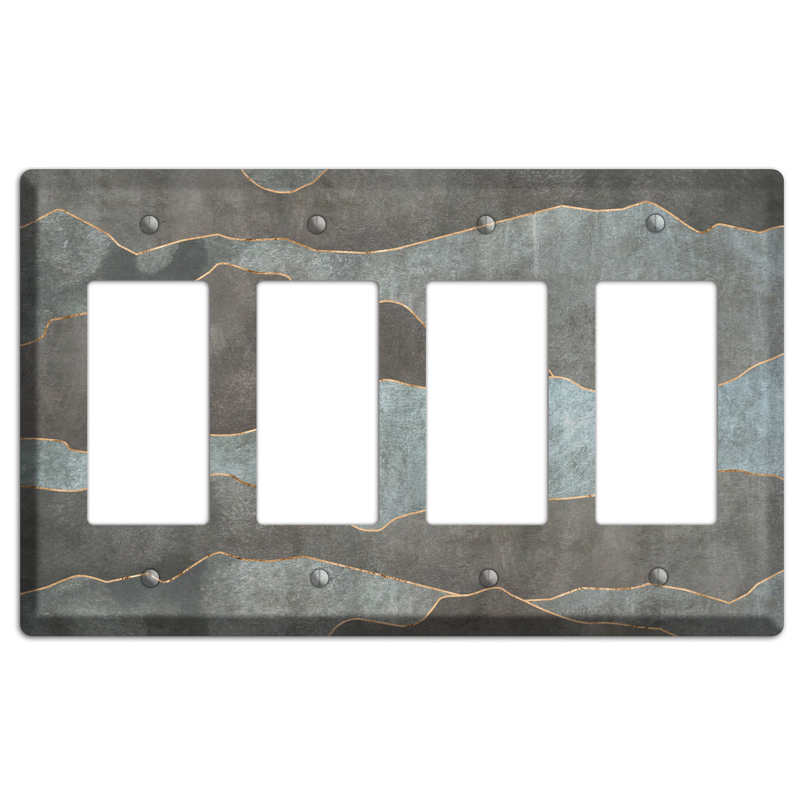 Dusty Blue Mountain Range 4 Rocker Wallplate