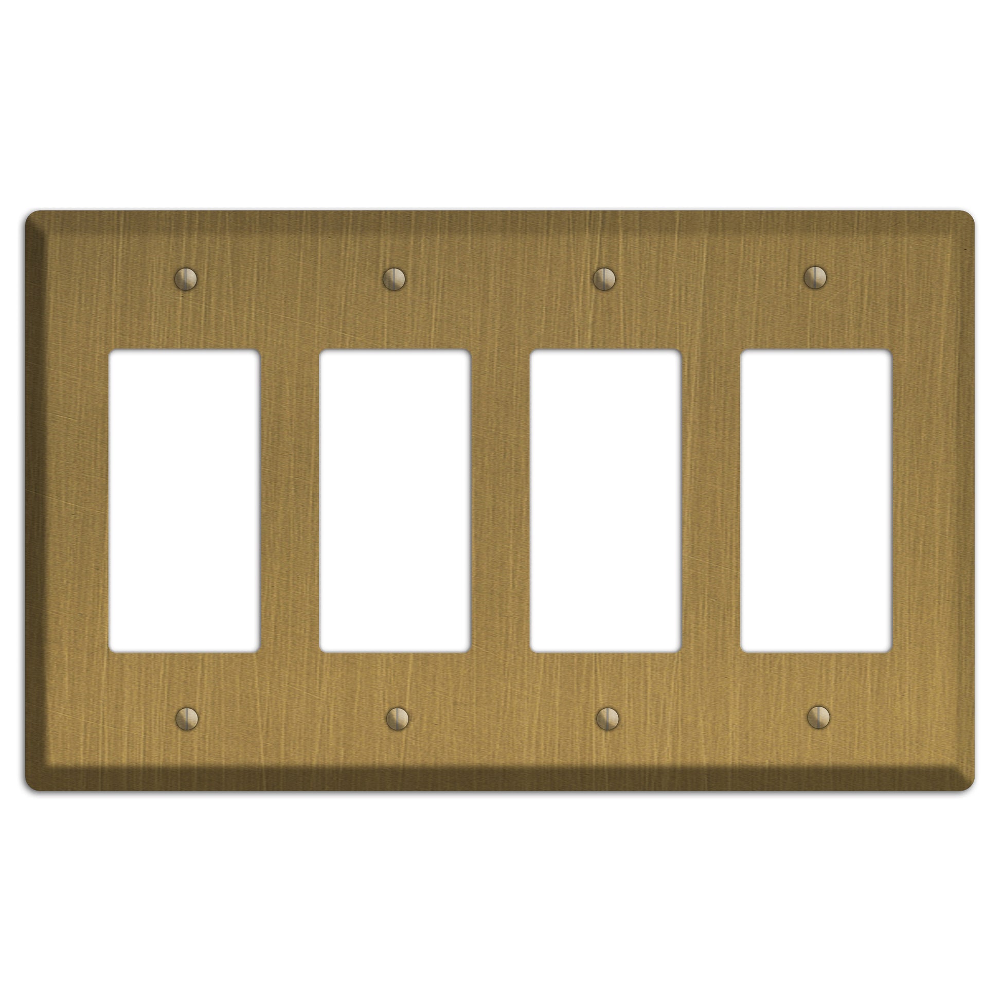 Antique Brushed Solid Brass 4 Rocker Wallplate