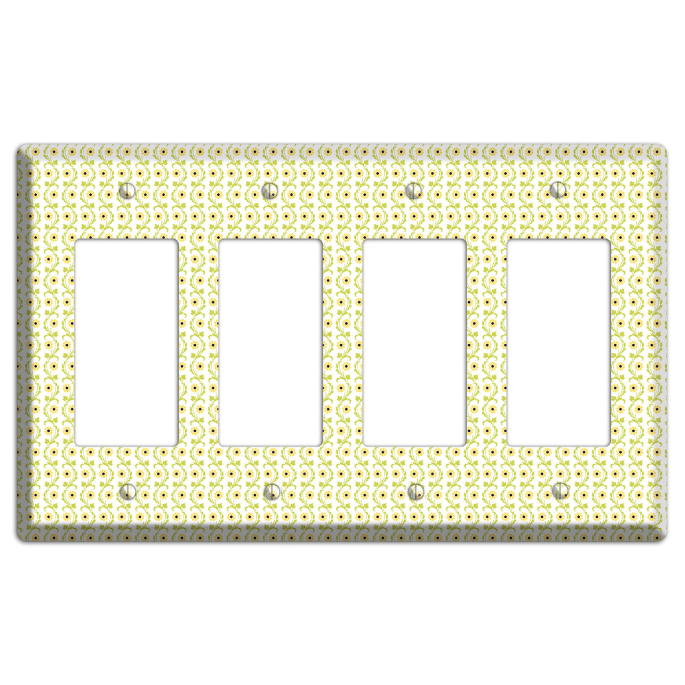 Tiny Yellow and Green Retro Sprig 4 Rocker Wallplate