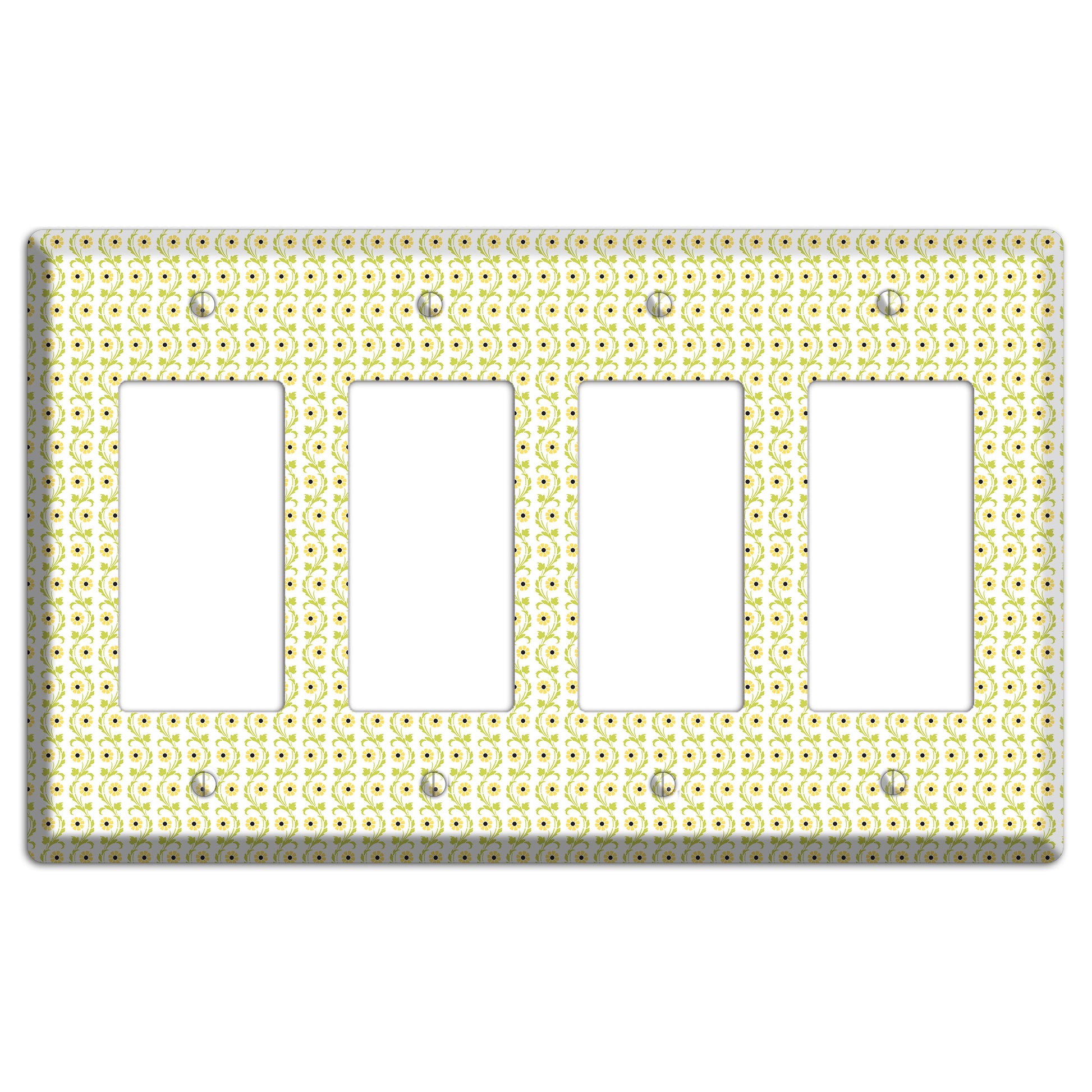 Tiny Yellow and Green Retro Sprig 4 Rocker Wallplate