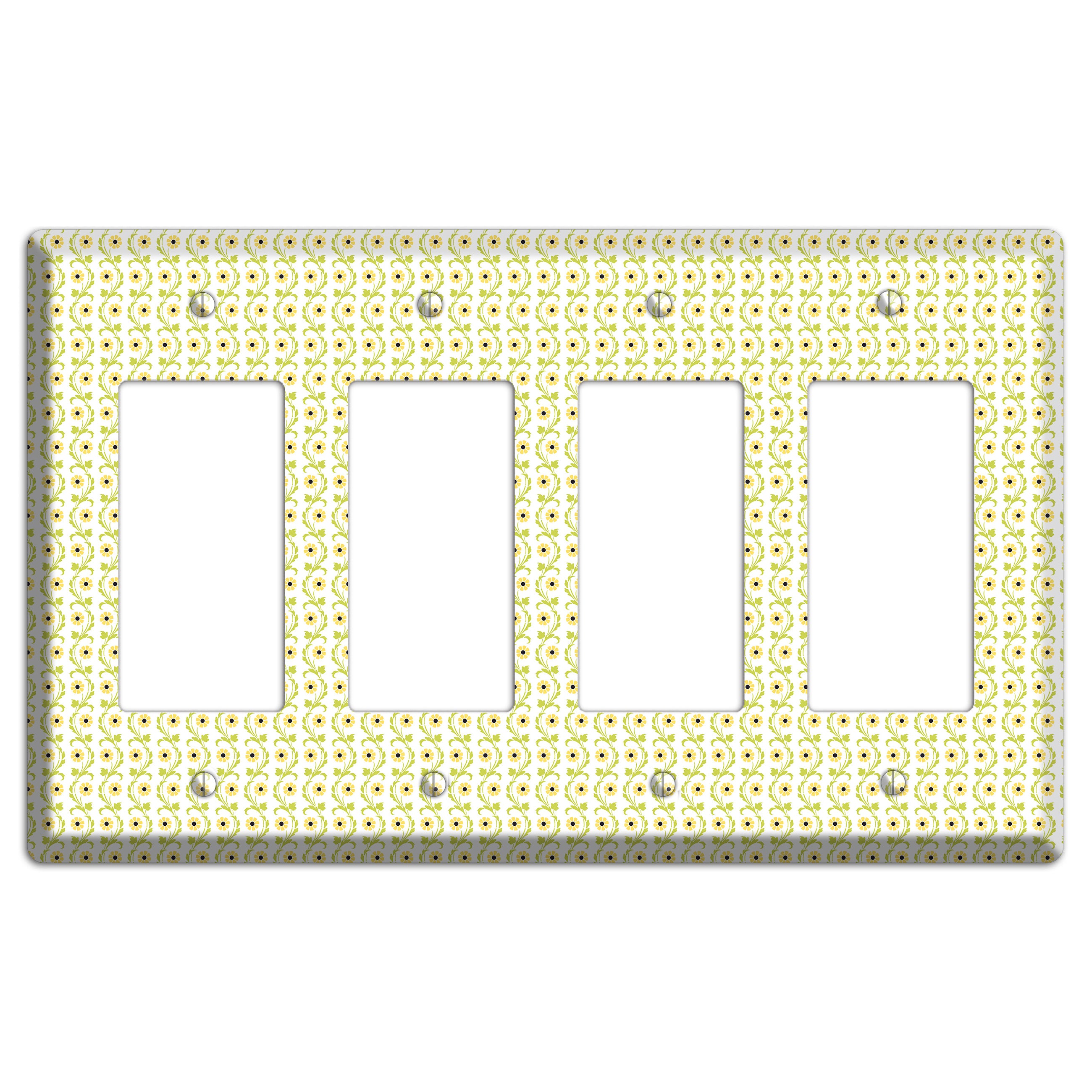 Tiny Yellow and Green Retro Sprig 4 Rocker Wallplate