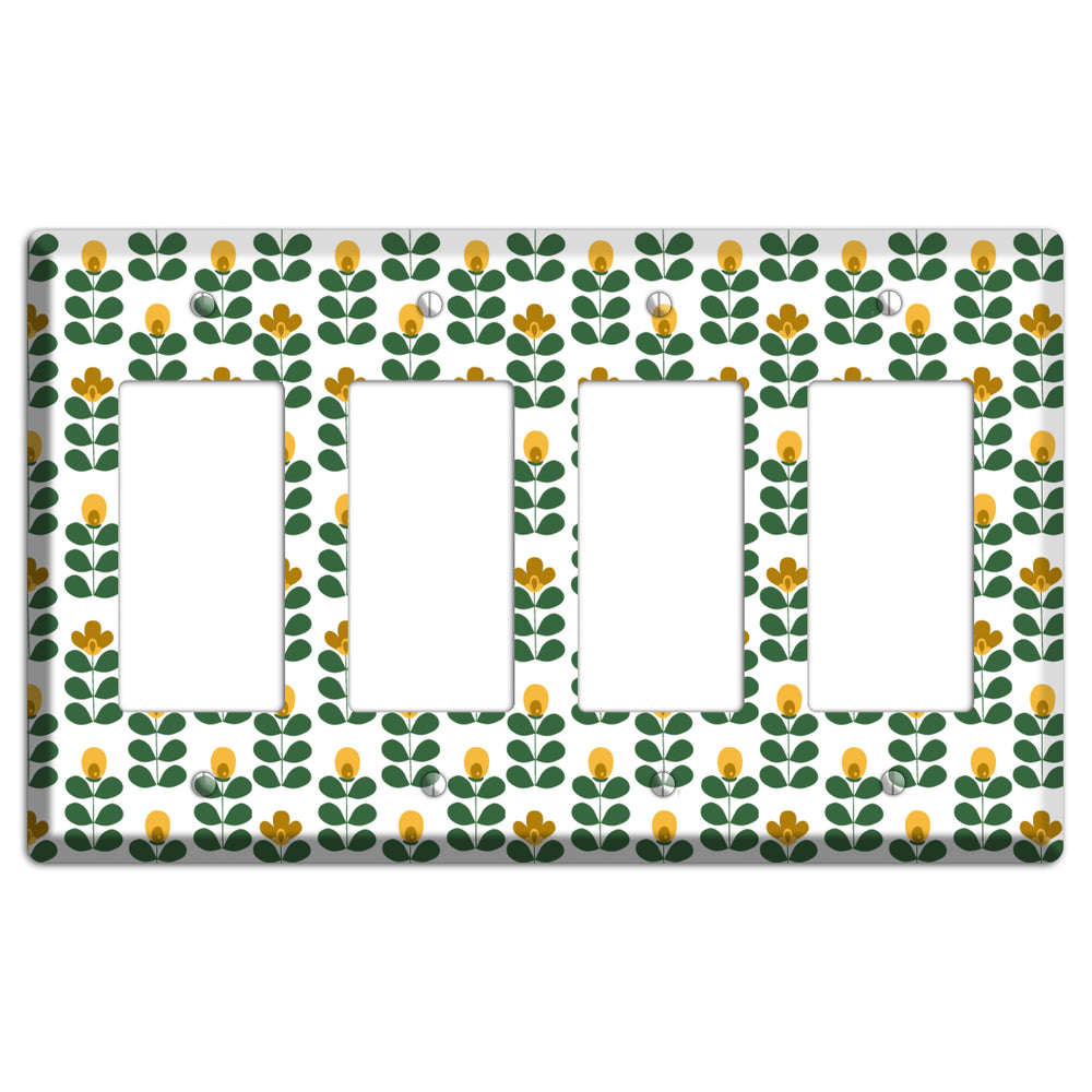 Multi Mustard Deco Floral Half Drop 4 Rocker Wallplate