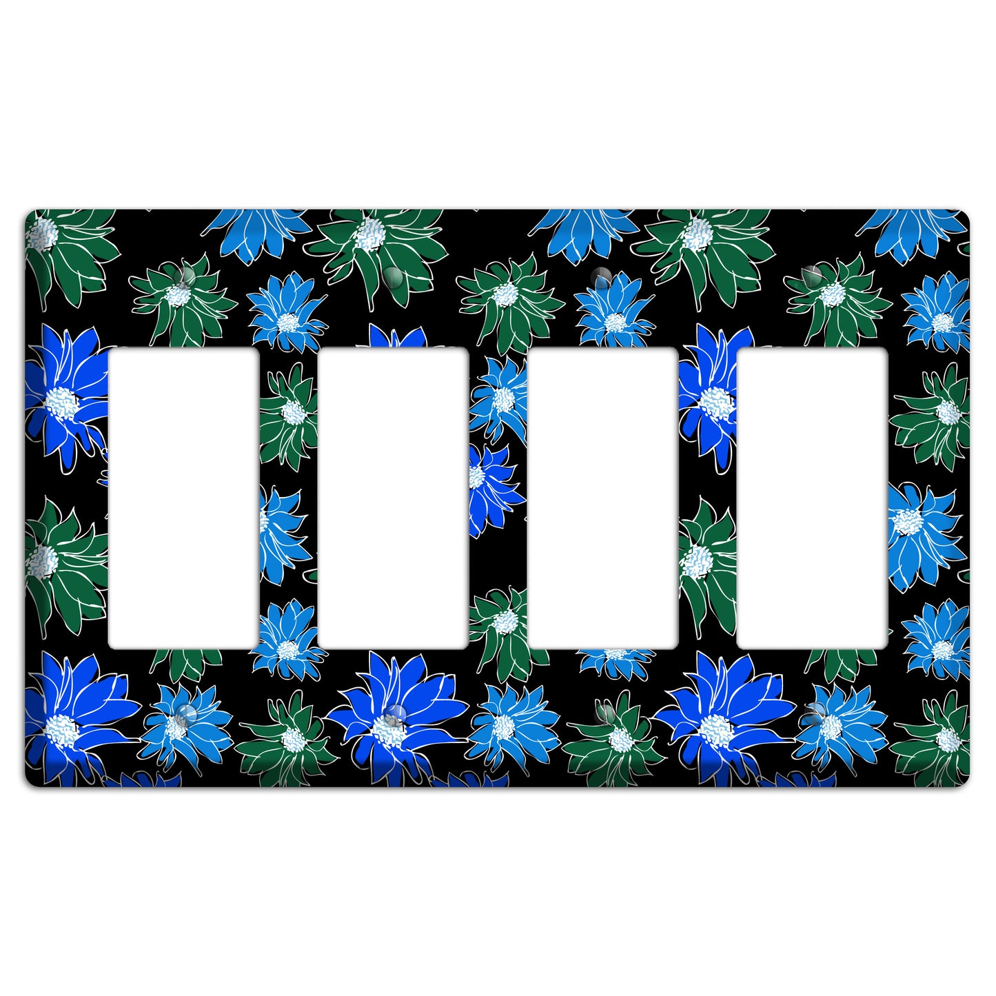 Blue and Green Flowers 4 Rocker Wallplate