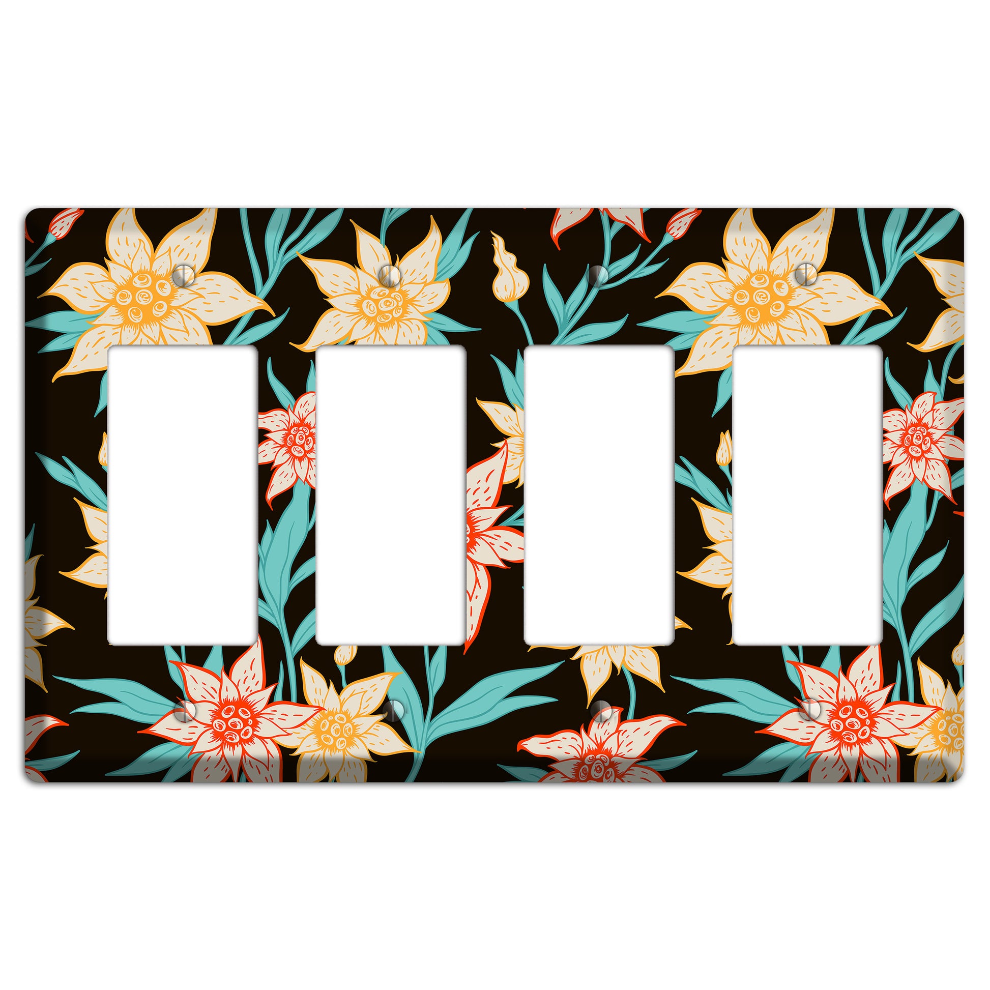 Hand Drawn Flowers Style B 4 Rocker Wallplate