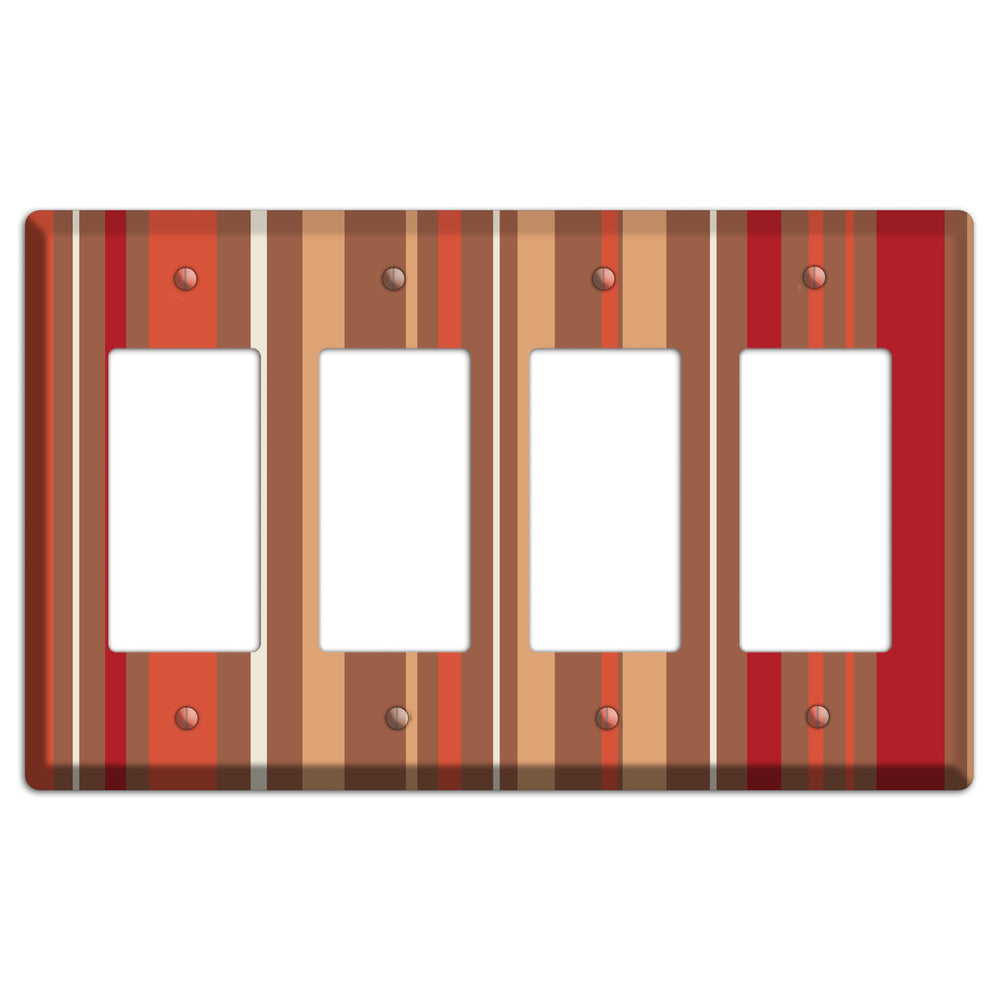 Multi Coral Vertical Stripe 4 Rocker Wallplate