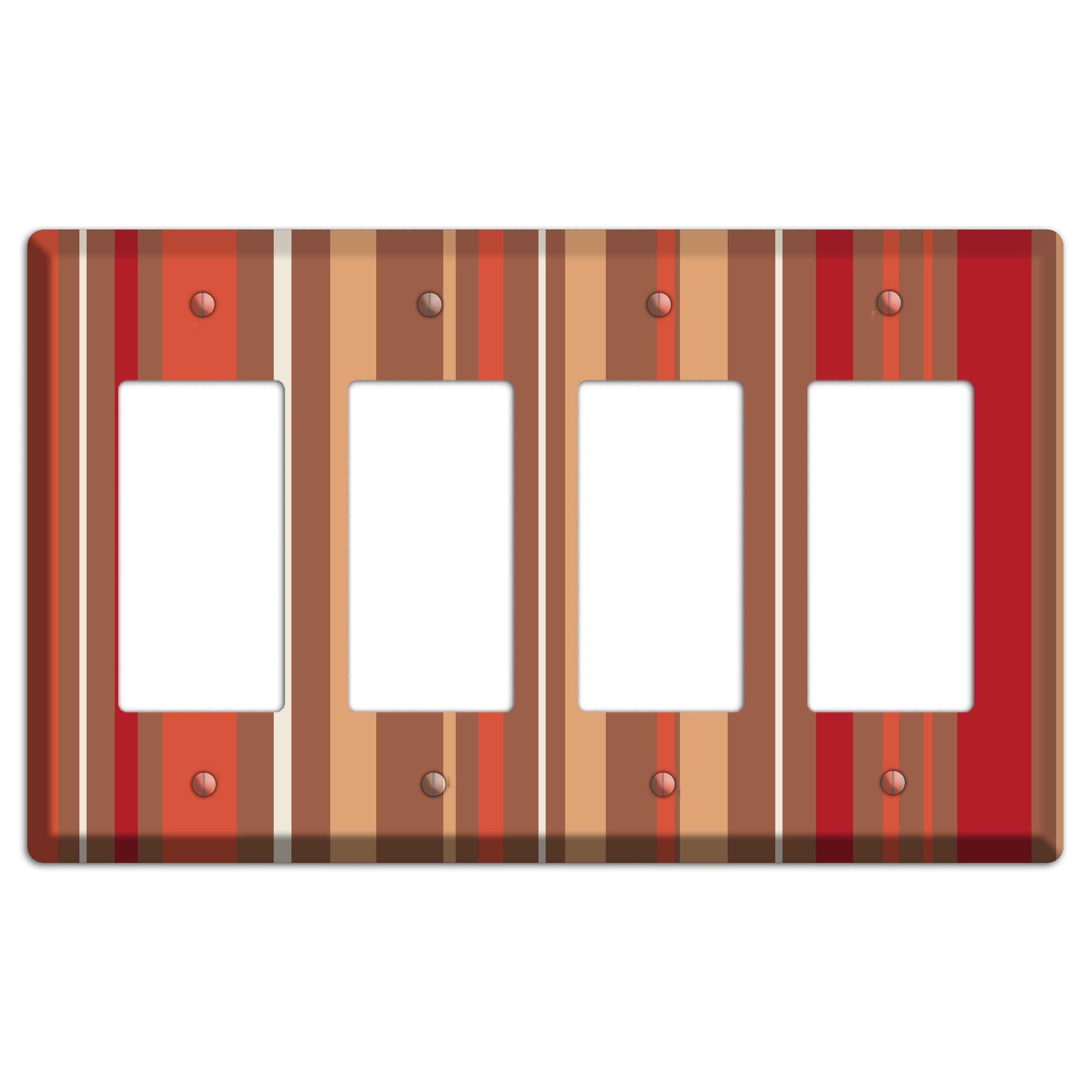 Multi Coral Vertical Stripe 4 Rocker Wallplate