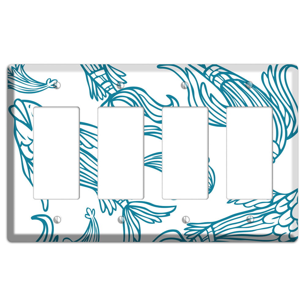 Teal and White Koi 4 Rocker Wallplate