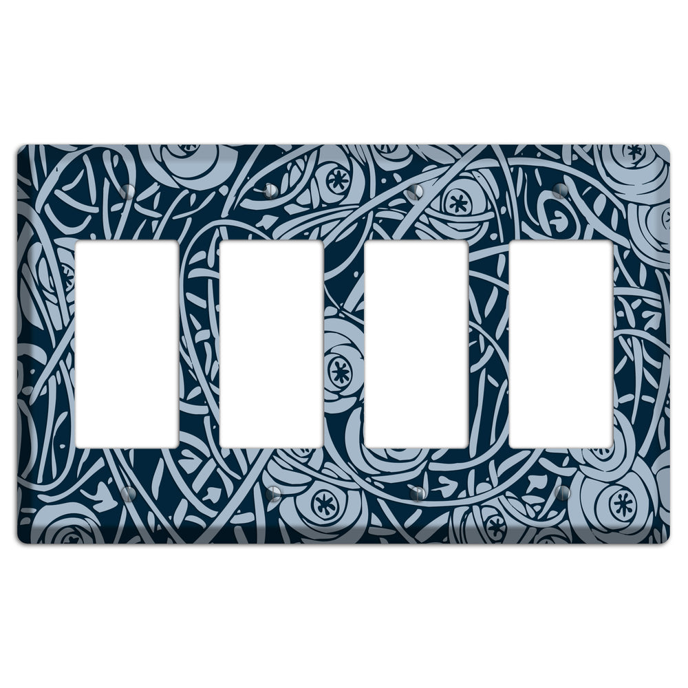 Navy Abstract Floral 4 Rocker Wallplate