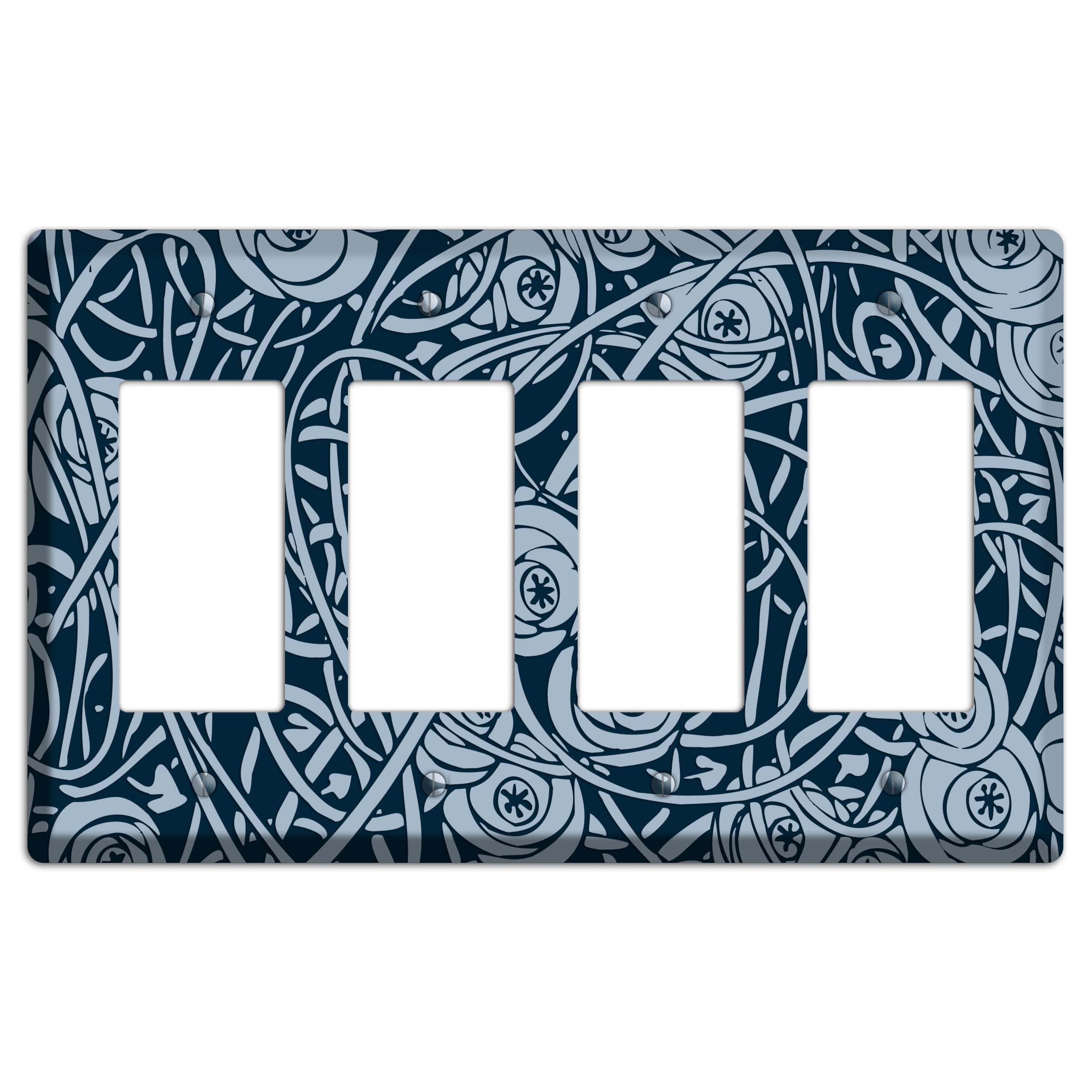 Navy Abstract Floral 4 Rocker Wallplate