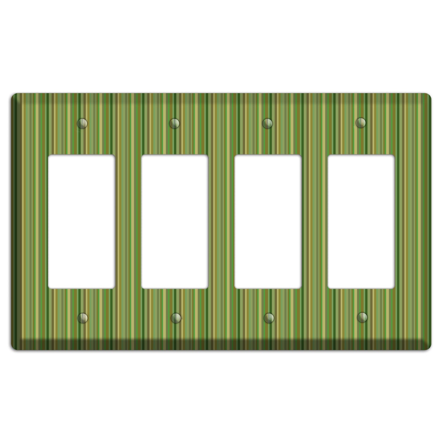 Multi Green Vertical Stripes 4 Rocker Wallplate