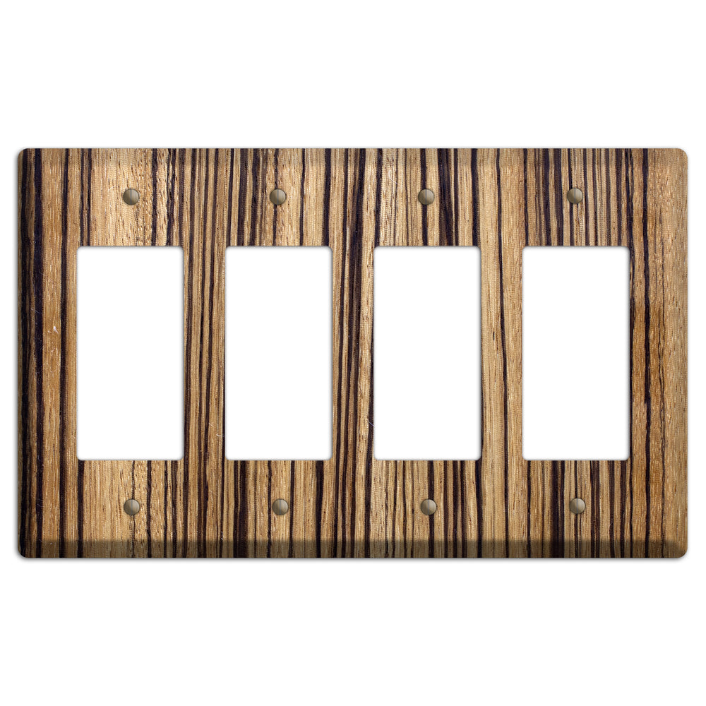 Zebrawood Wood Four rocker Switchplate