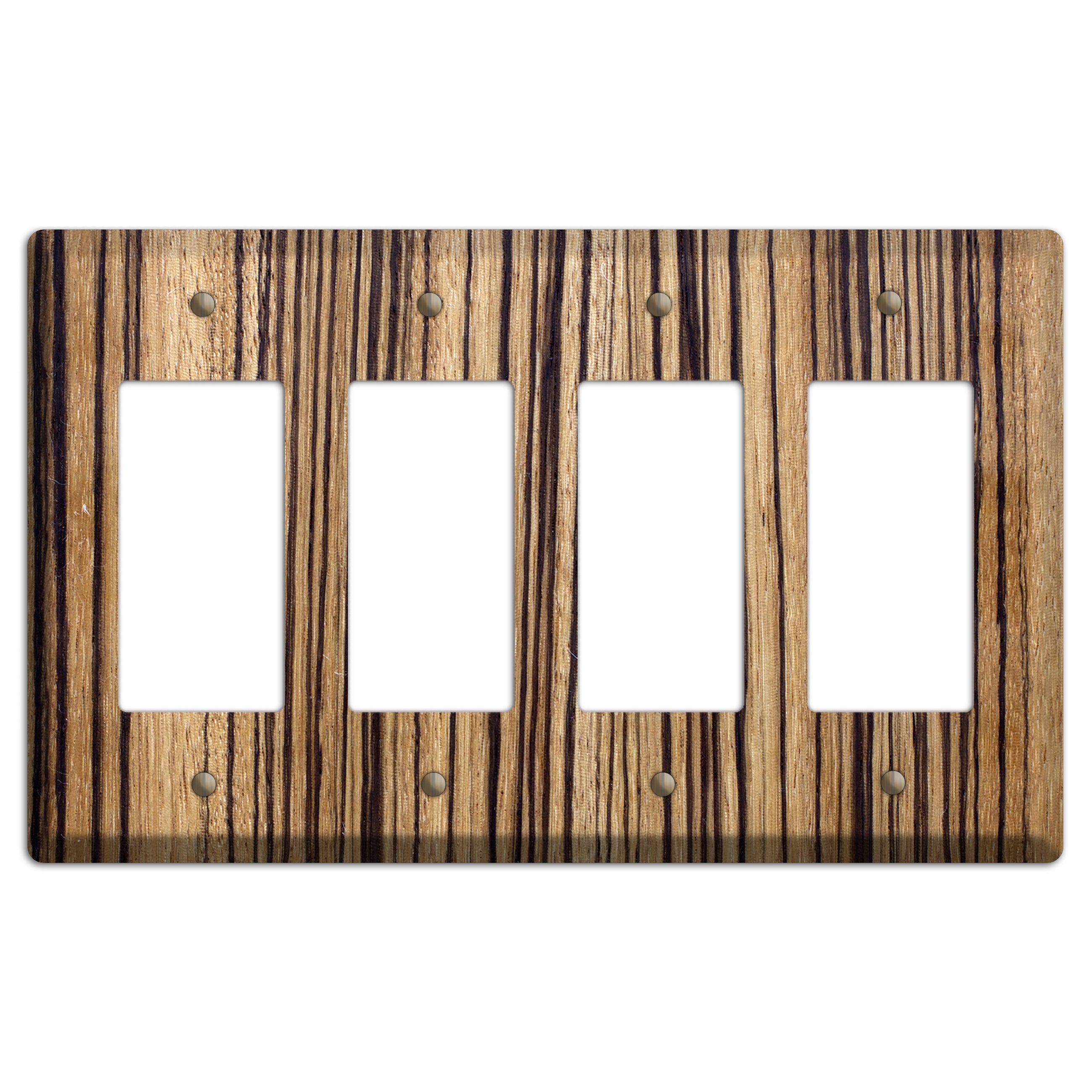 Zebrawood Wood Four rocker Switchplate