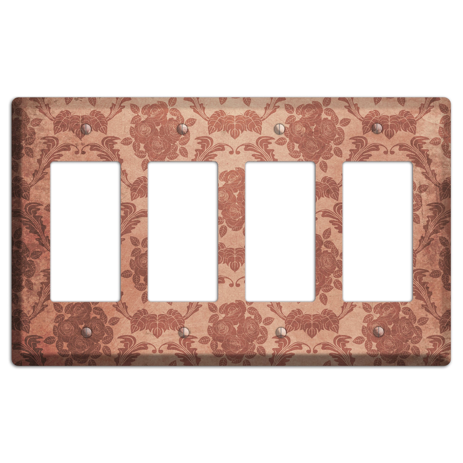 Old Rose Vintage Rose Damask 4 Rocker Wallplate