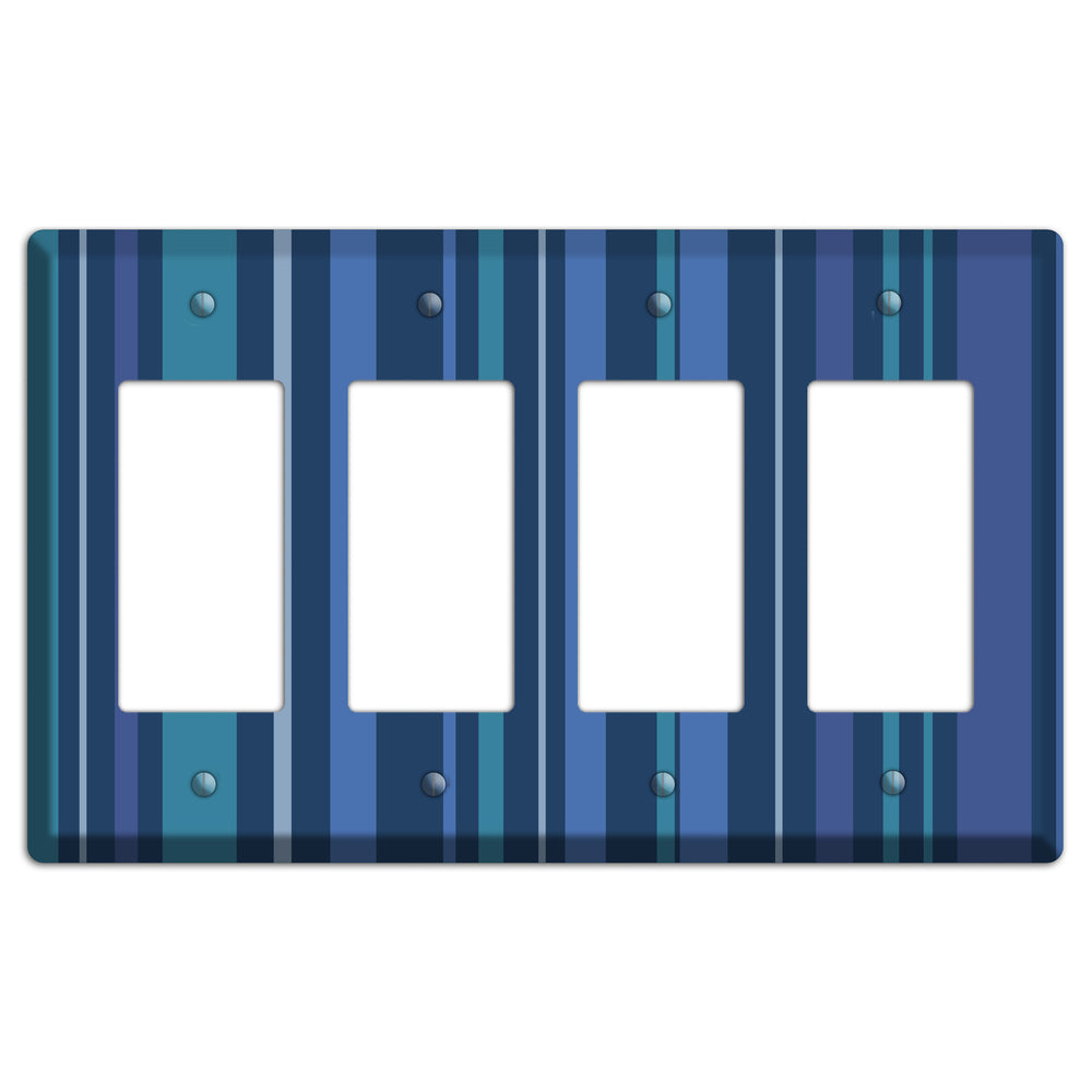 Multi Blue Vertical Stripes 4 Rocker Wallplate