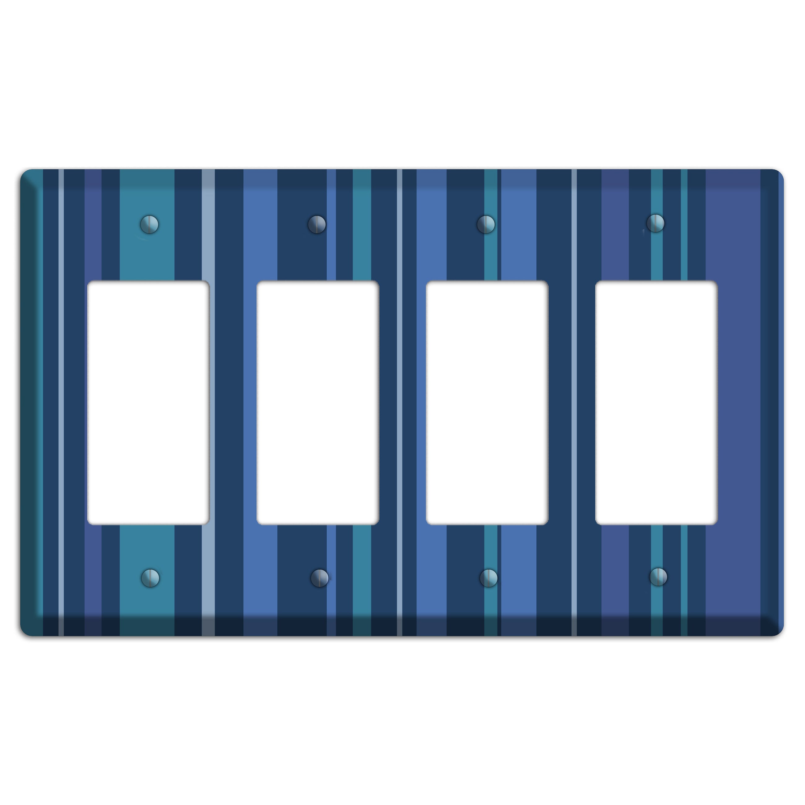 Multi Blue Vertical Stripes 4 Rocker Wallplate