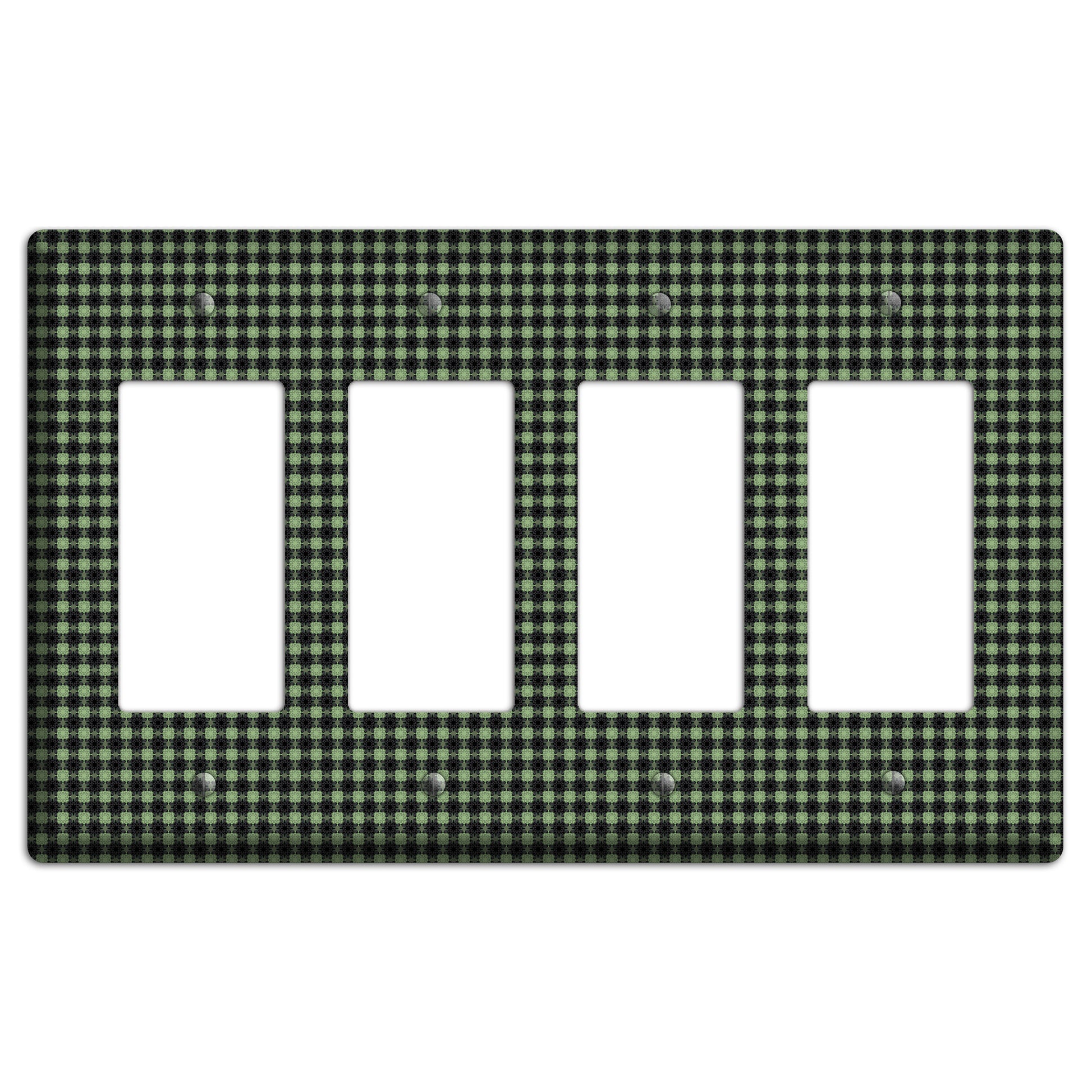 Multi Green Basket Check 4 Rocker Wallplate