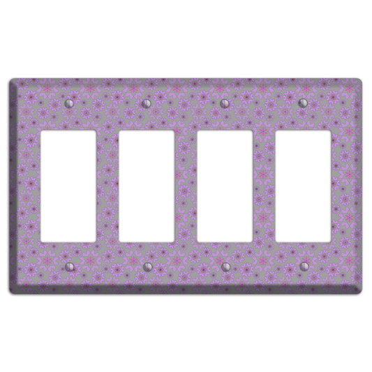 Grey with Tiny Purple Retro Suzani 4 Rocker Wallplate