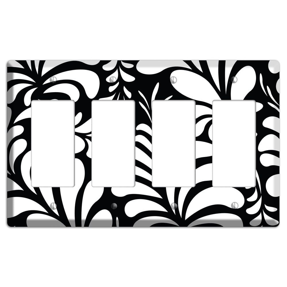 Black with White Herati 4 Rocker Wallplate