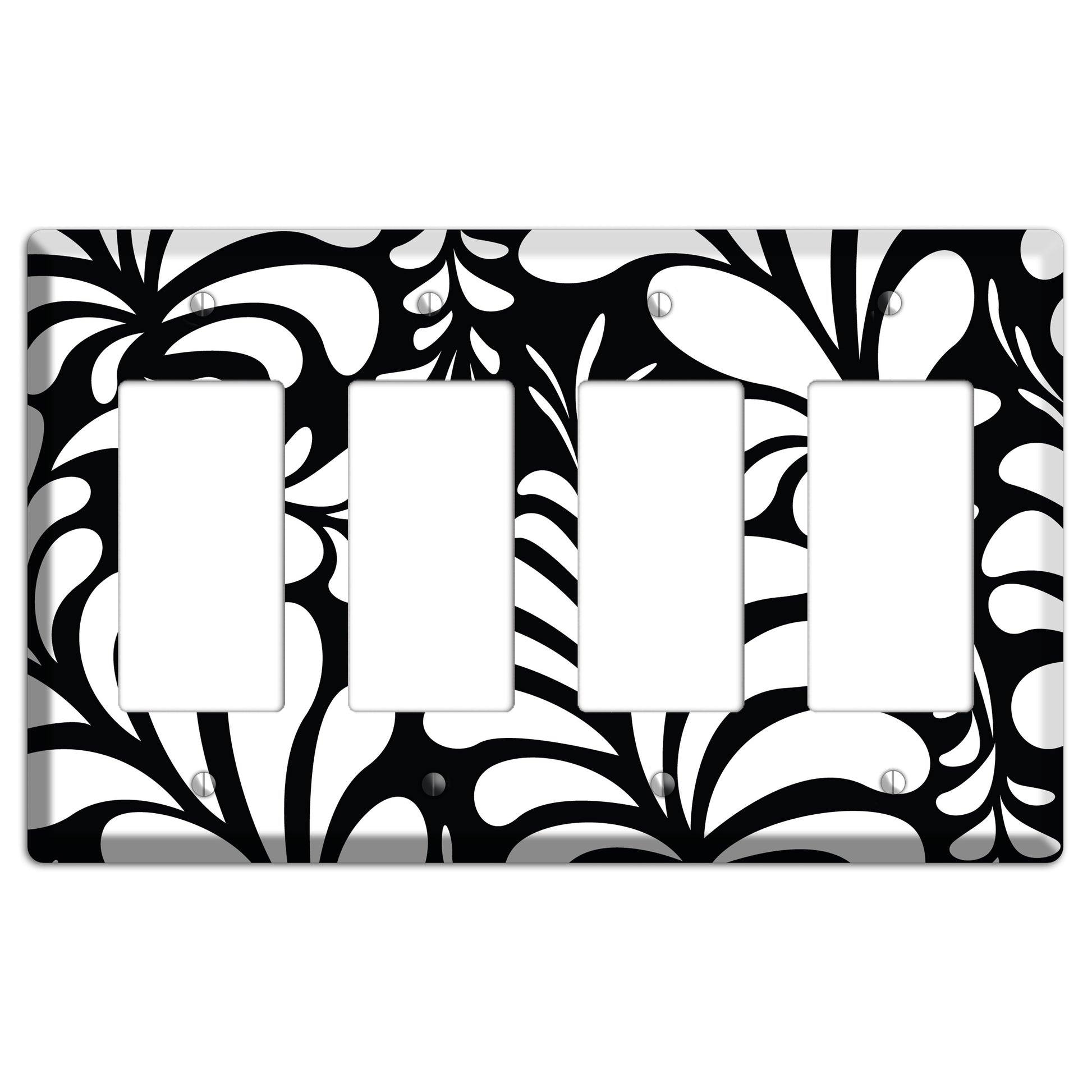 Black with White Herati 4 Rocker Wallplate