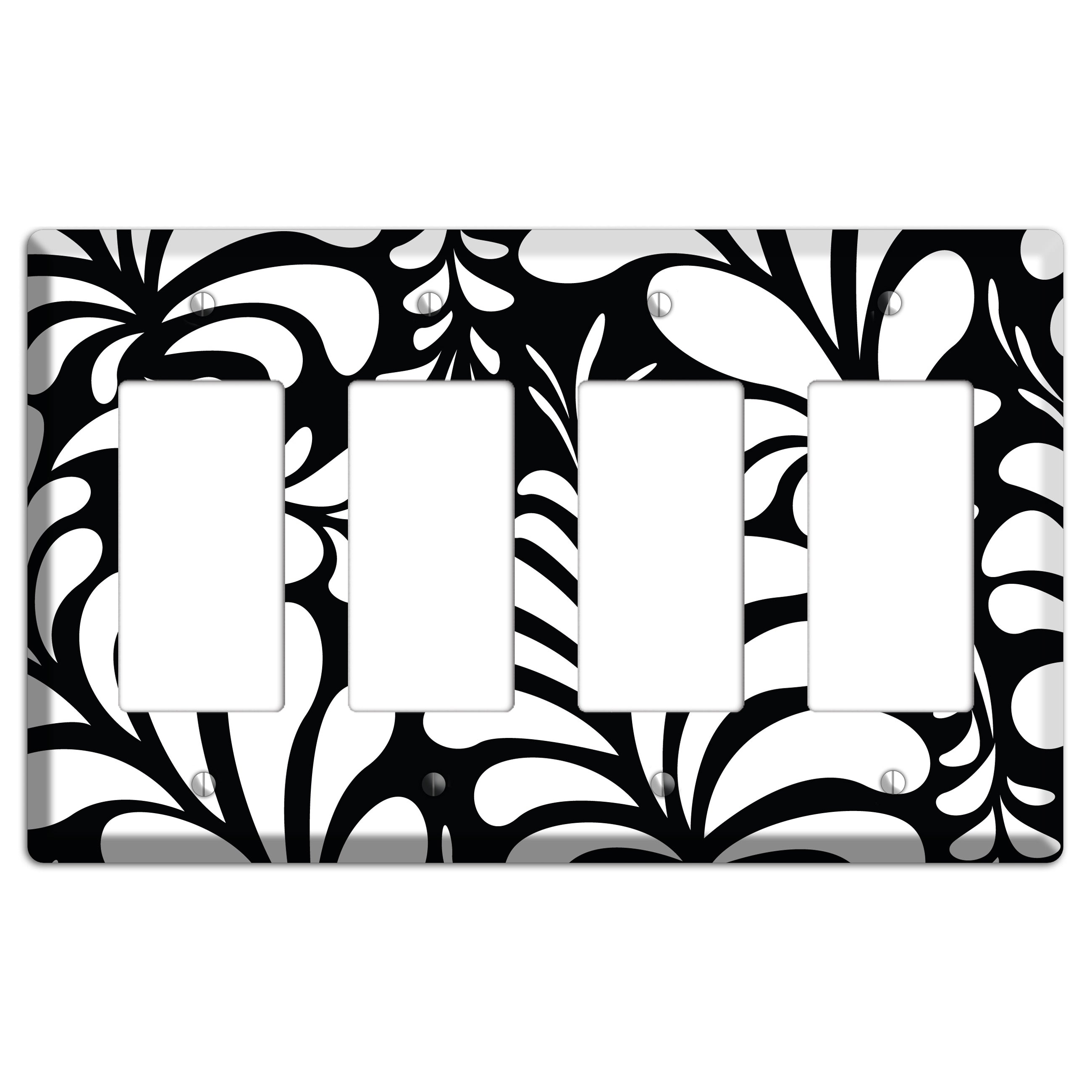 Black with White Herati 4 Rocker Wallplate