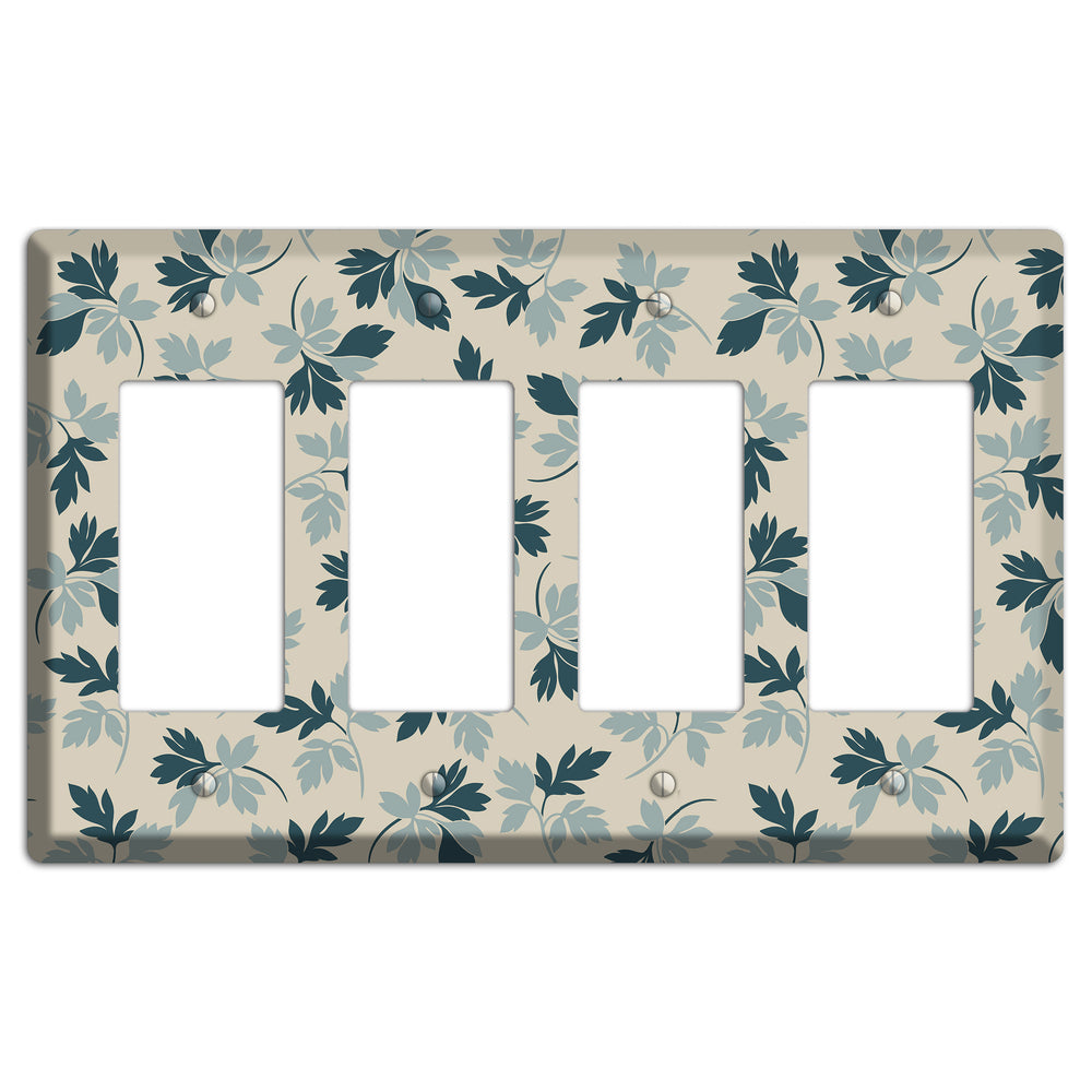 Blue Leaves 4 Rocker Wallplate