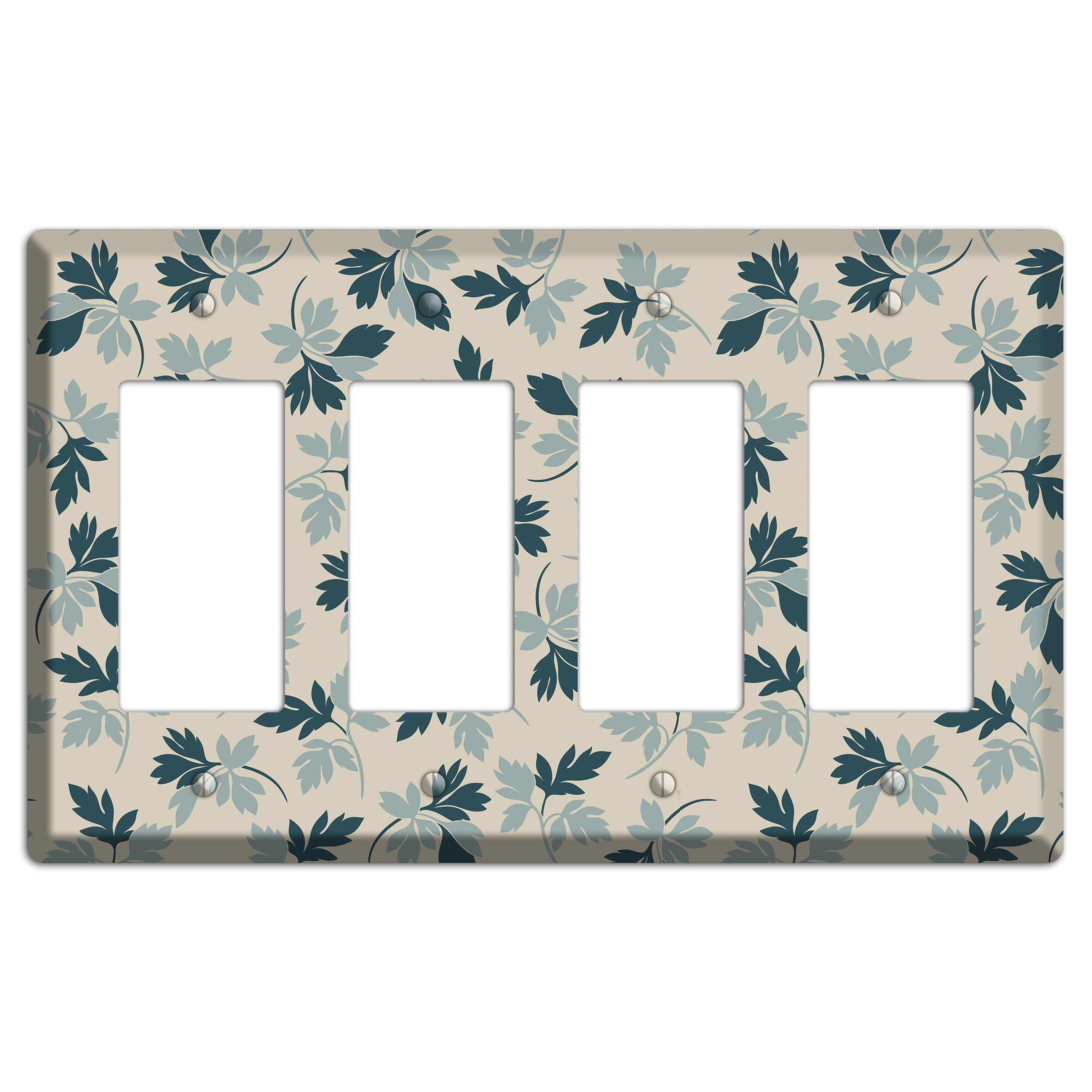 Blue Leaves 4 Rocker Wallplate
