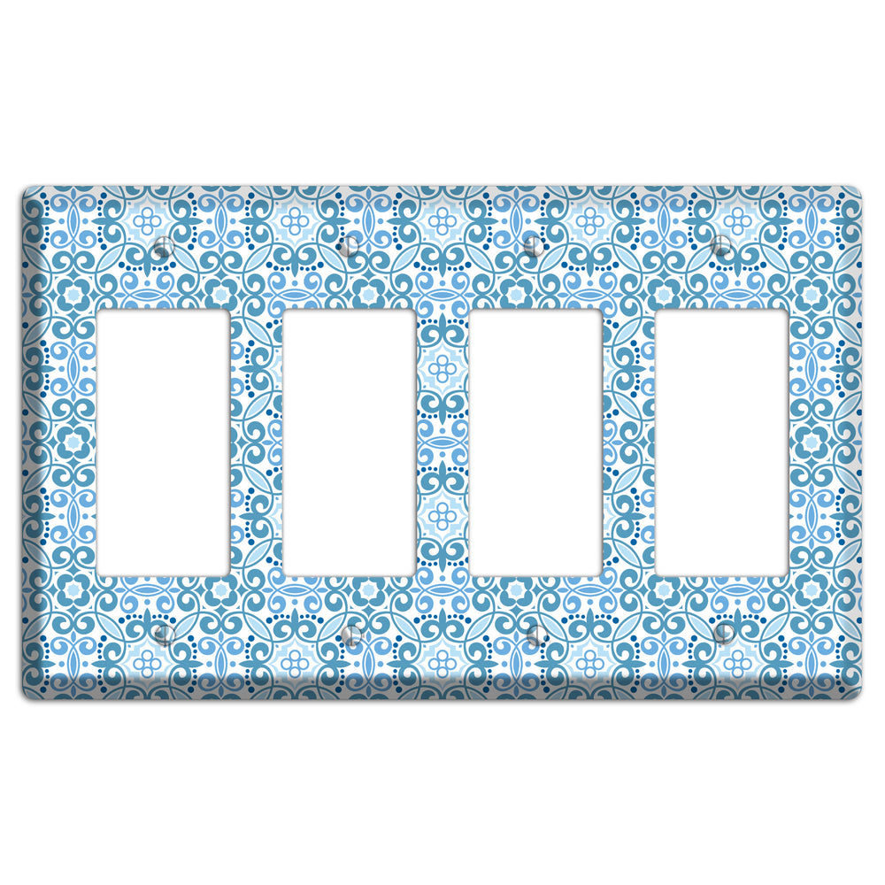 Multi Blue Foulard 4 Rocker Wallplate