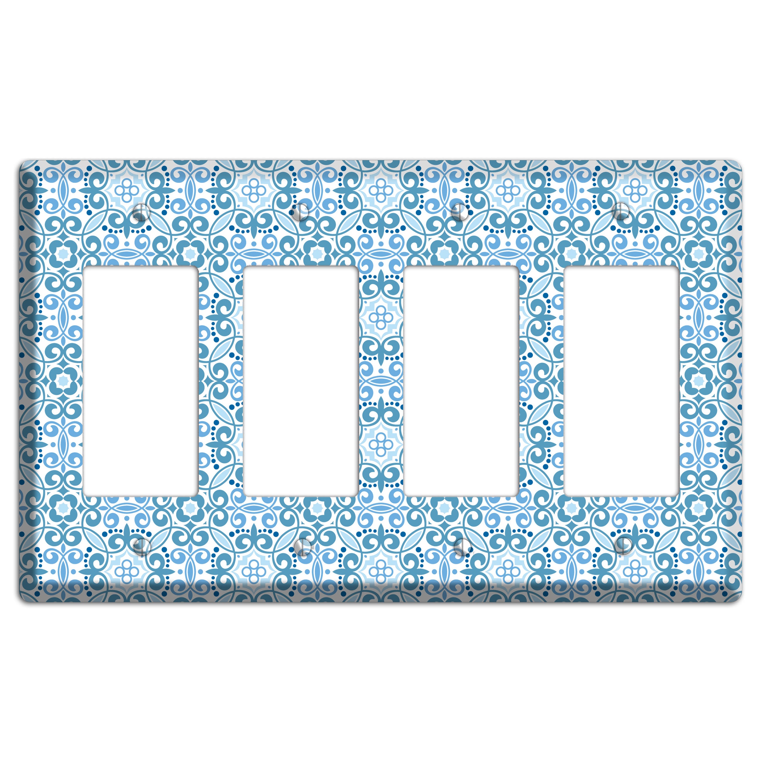 Multi Blue Foulard 4 Rocker Wallplate
