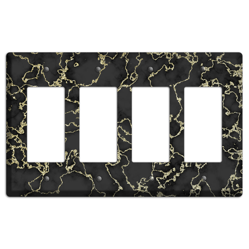 Black and Gold Marble Shatter 4 Rocker Wallplate