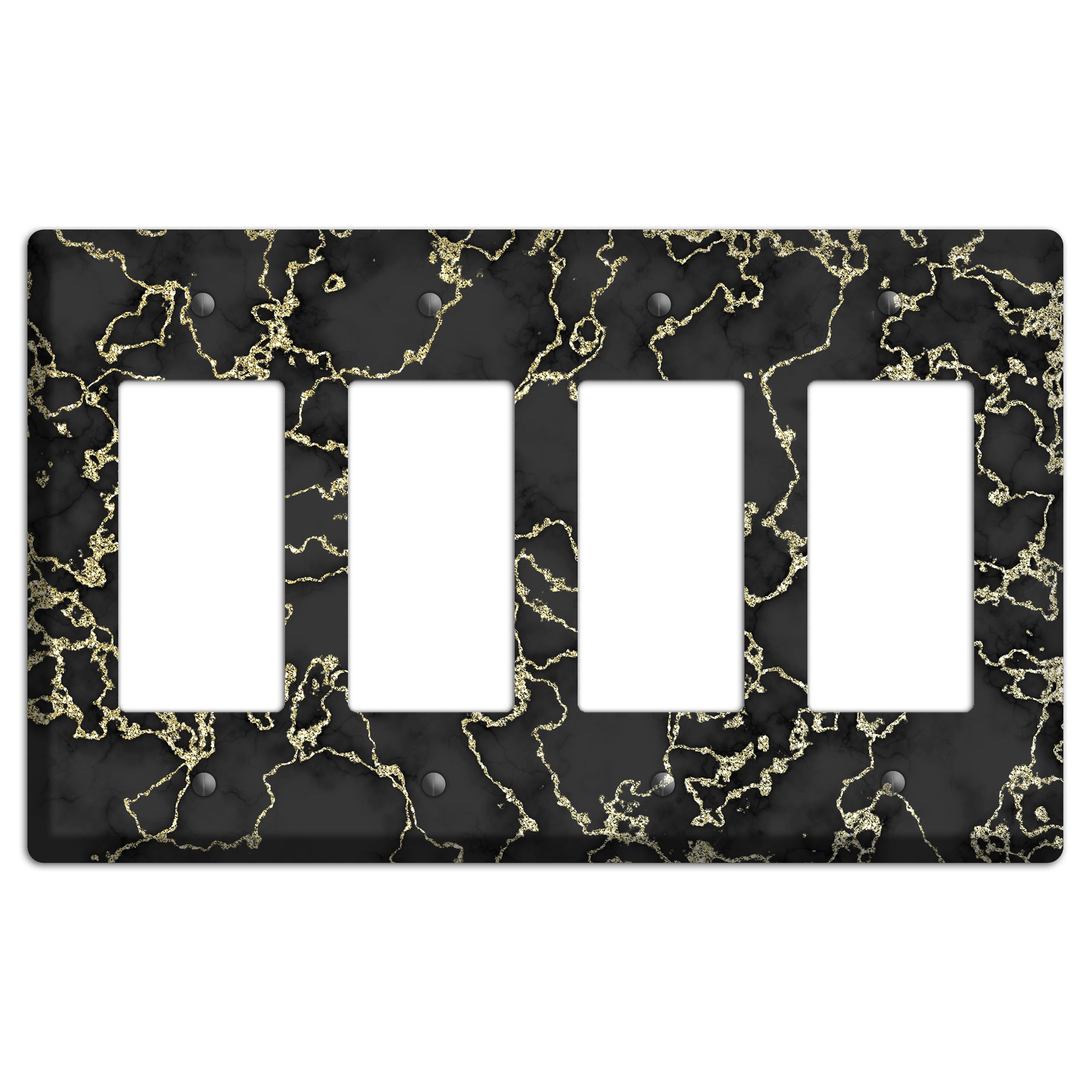 Black and Gold Marble Shatter 4 Rocker Wallplate