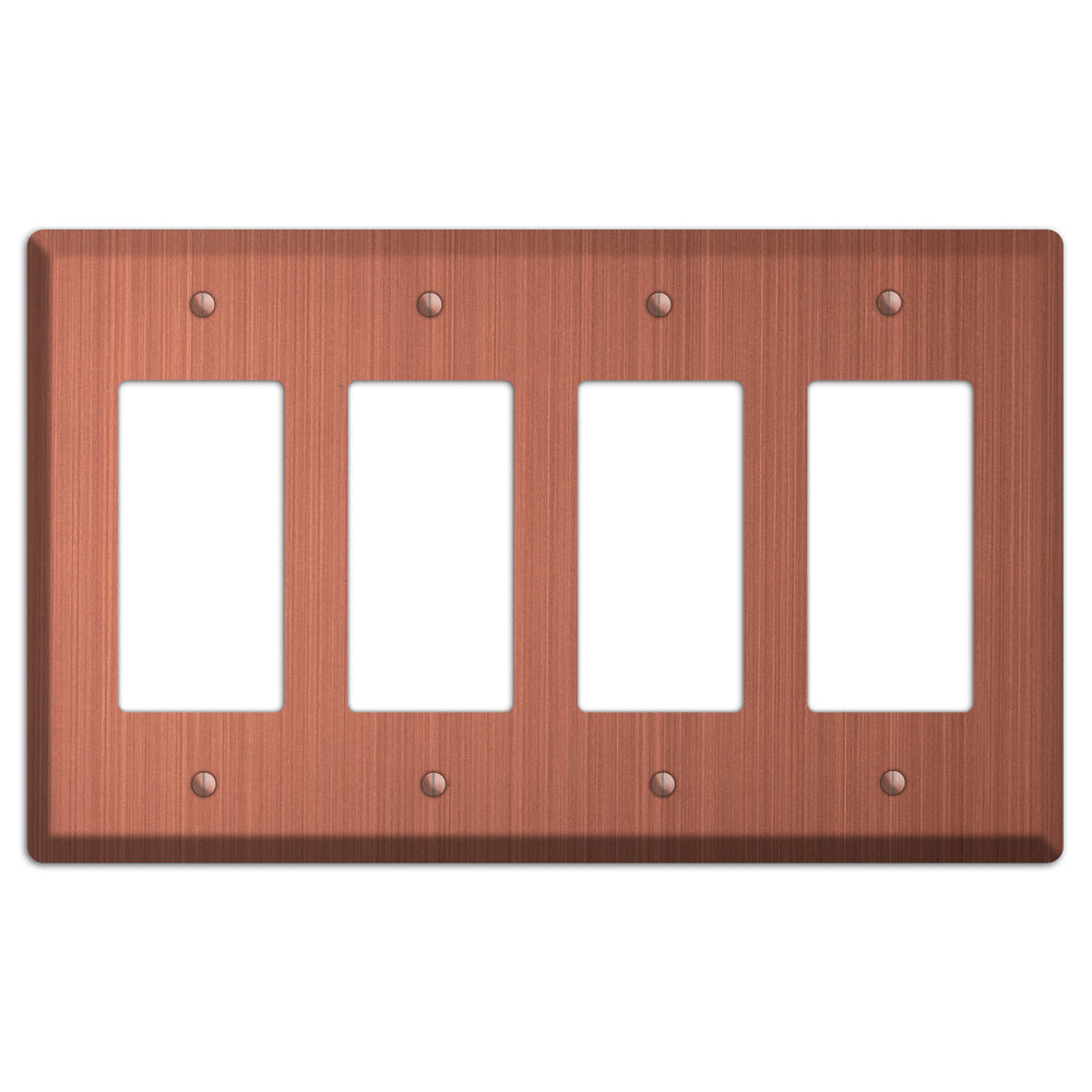 Antique Brushed Solid Copper 4 Rocker Wallplate