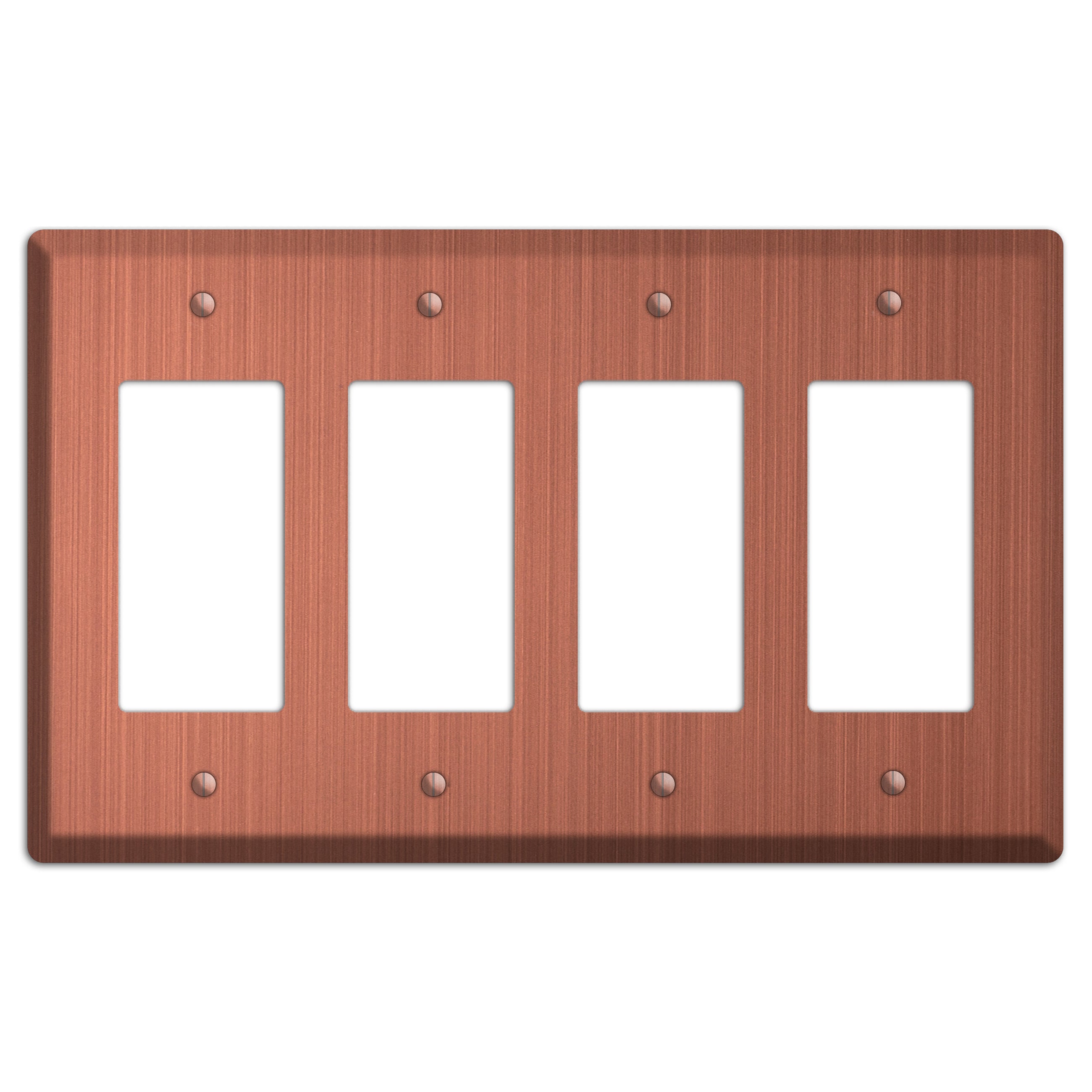 Antique Brushed Solid Copper 4 Rocker Wallplate