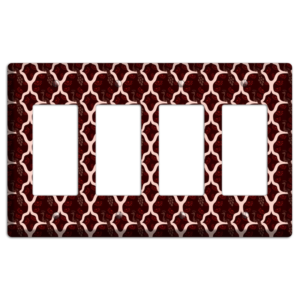 Dark Quatrefoil Peacock 4 Rocker Wallplate