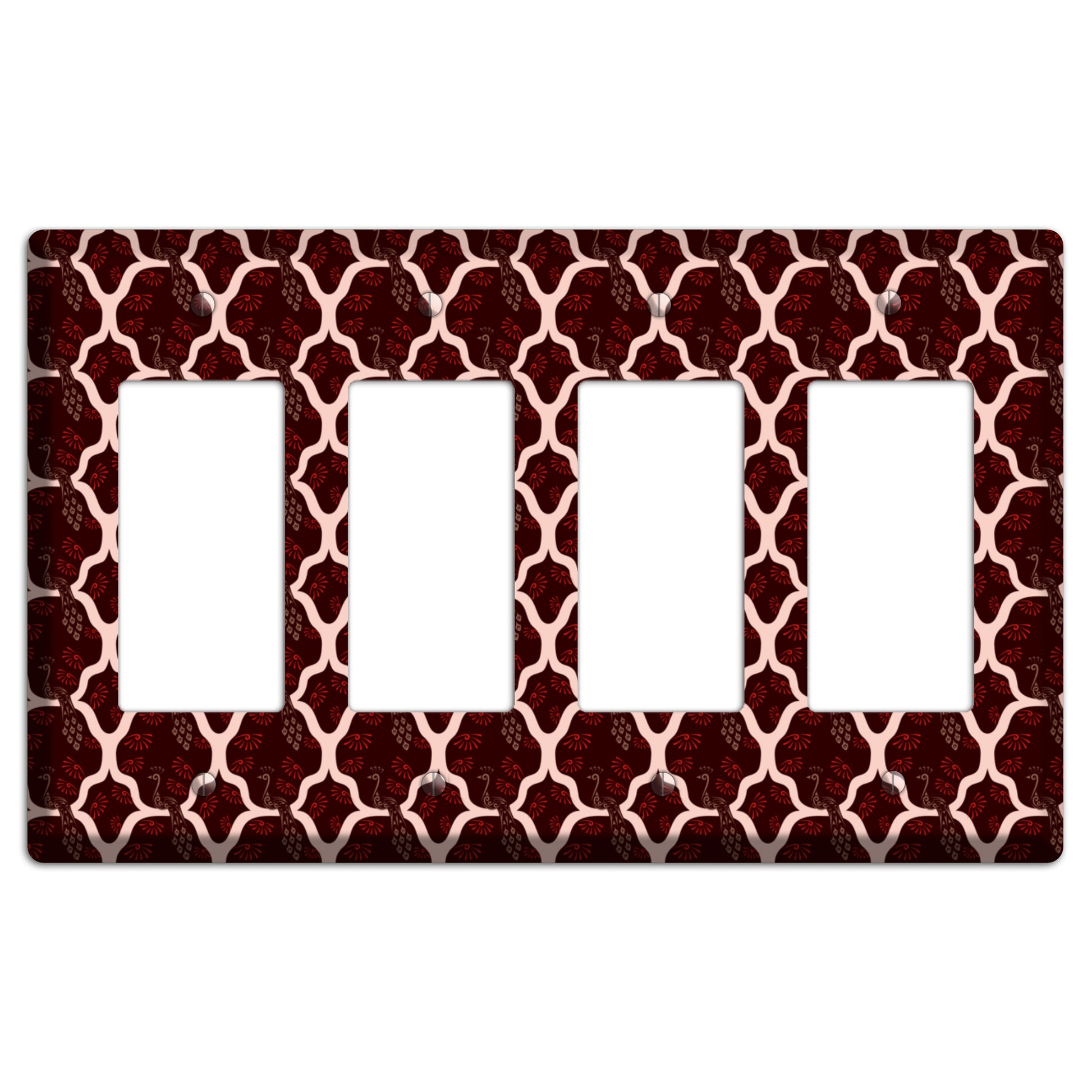 Dark Quatrefoil Peacock 4 Rocker Wallplate