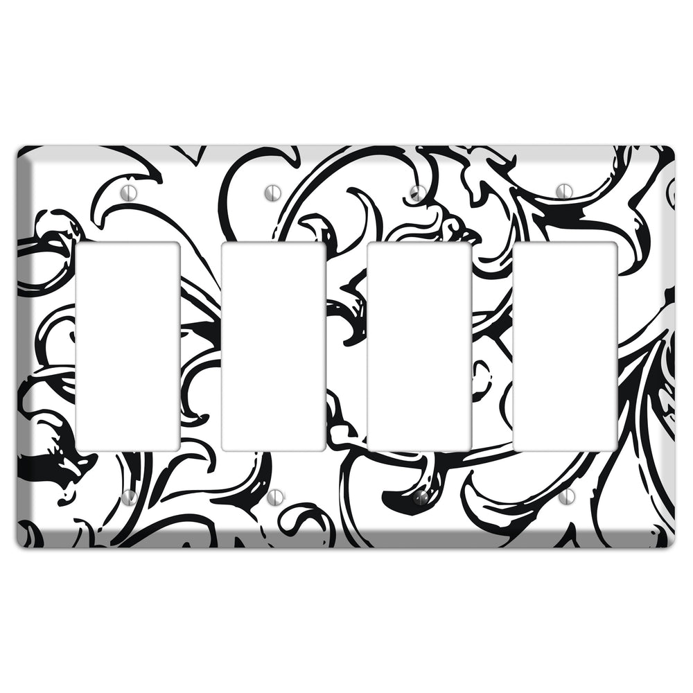 Victorian Black and White 4 Rocker Wallplate