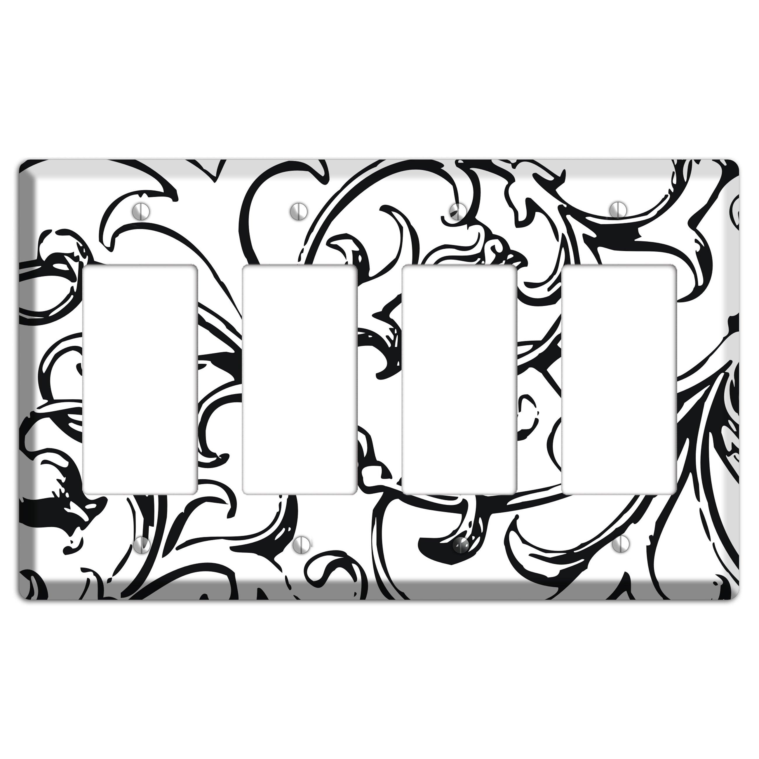 Victorian Black and White 4 Rocker Wallplate